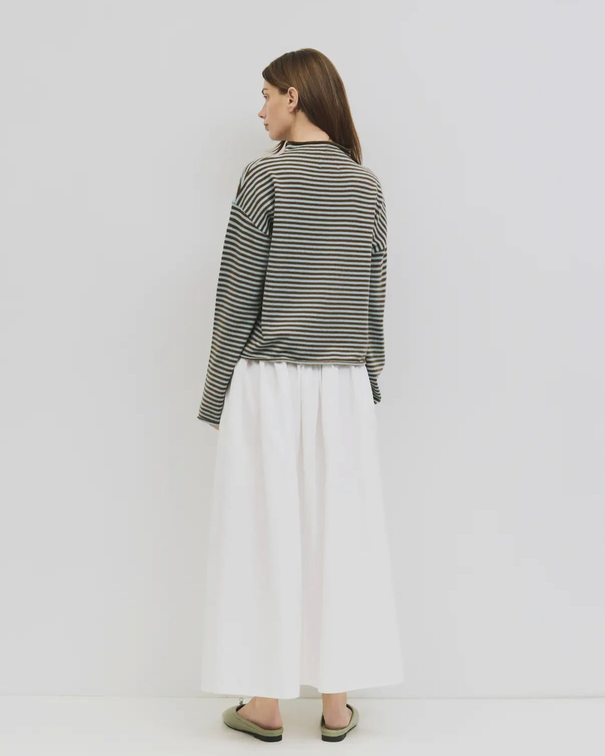 Eleanor Stripe Cardigan in Blue + Brown