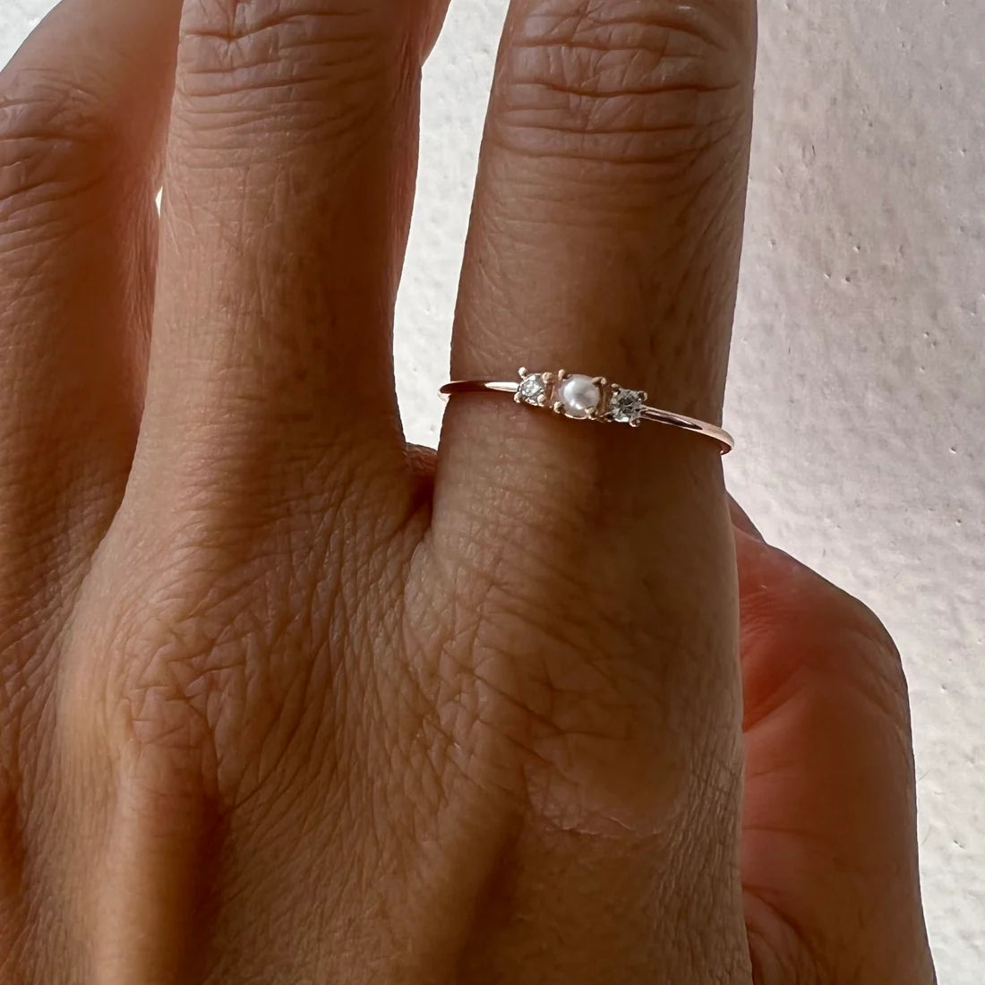 Two Diamond Pearl Ring
