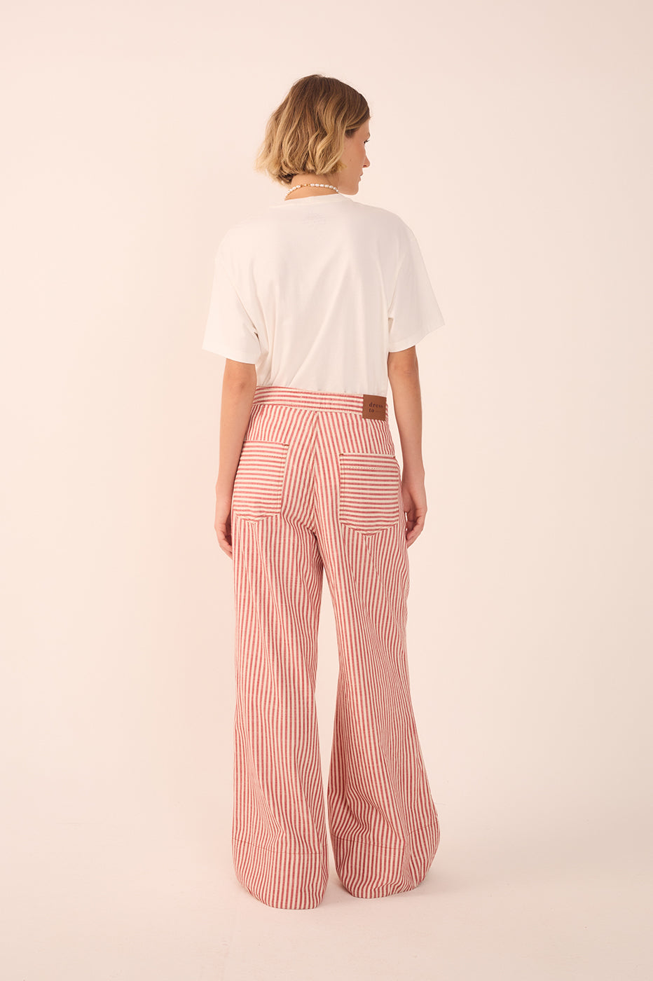 Striped Twill Wide Leg Pants