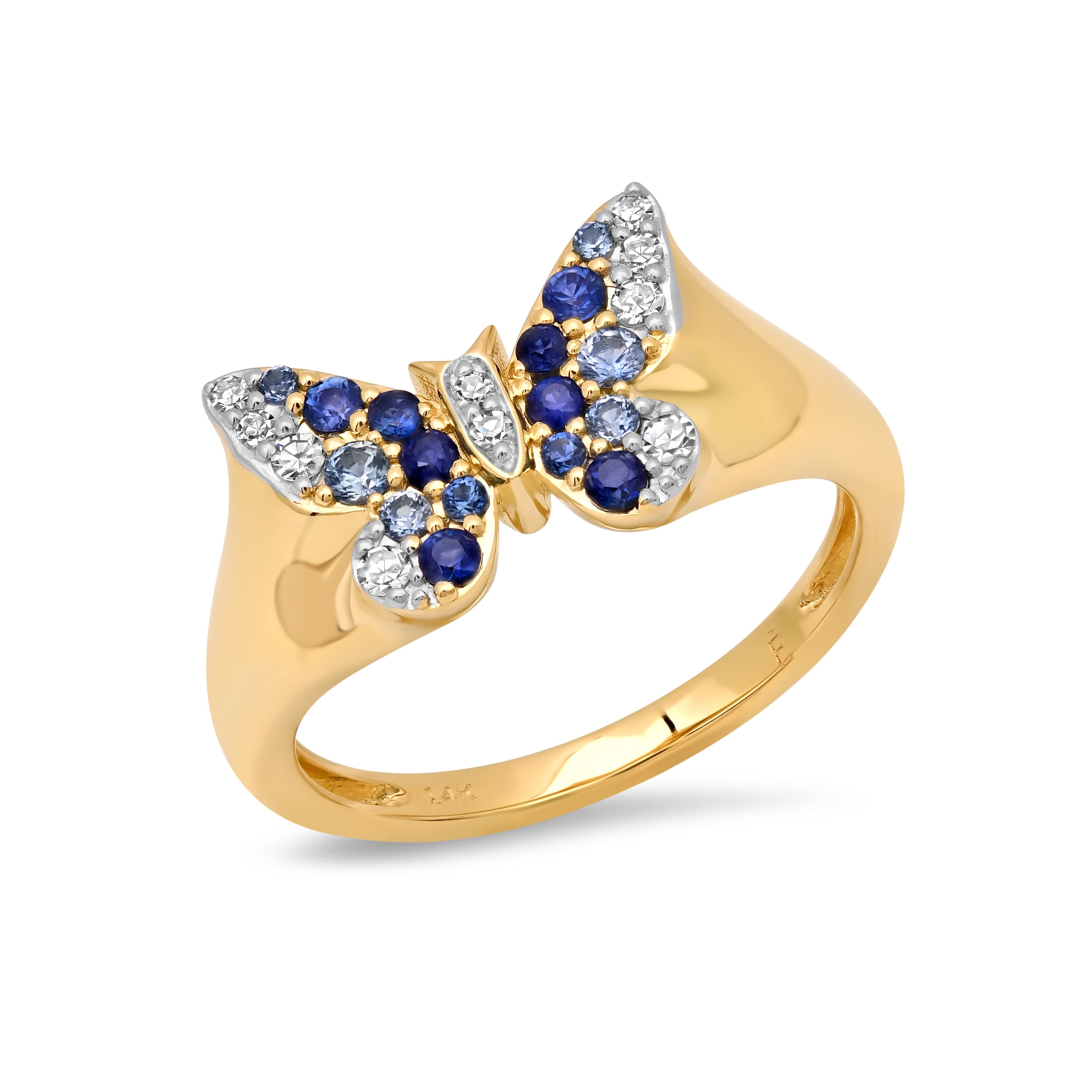 Mini Blue and Diamond Ombré Butterfly Pinky Ring