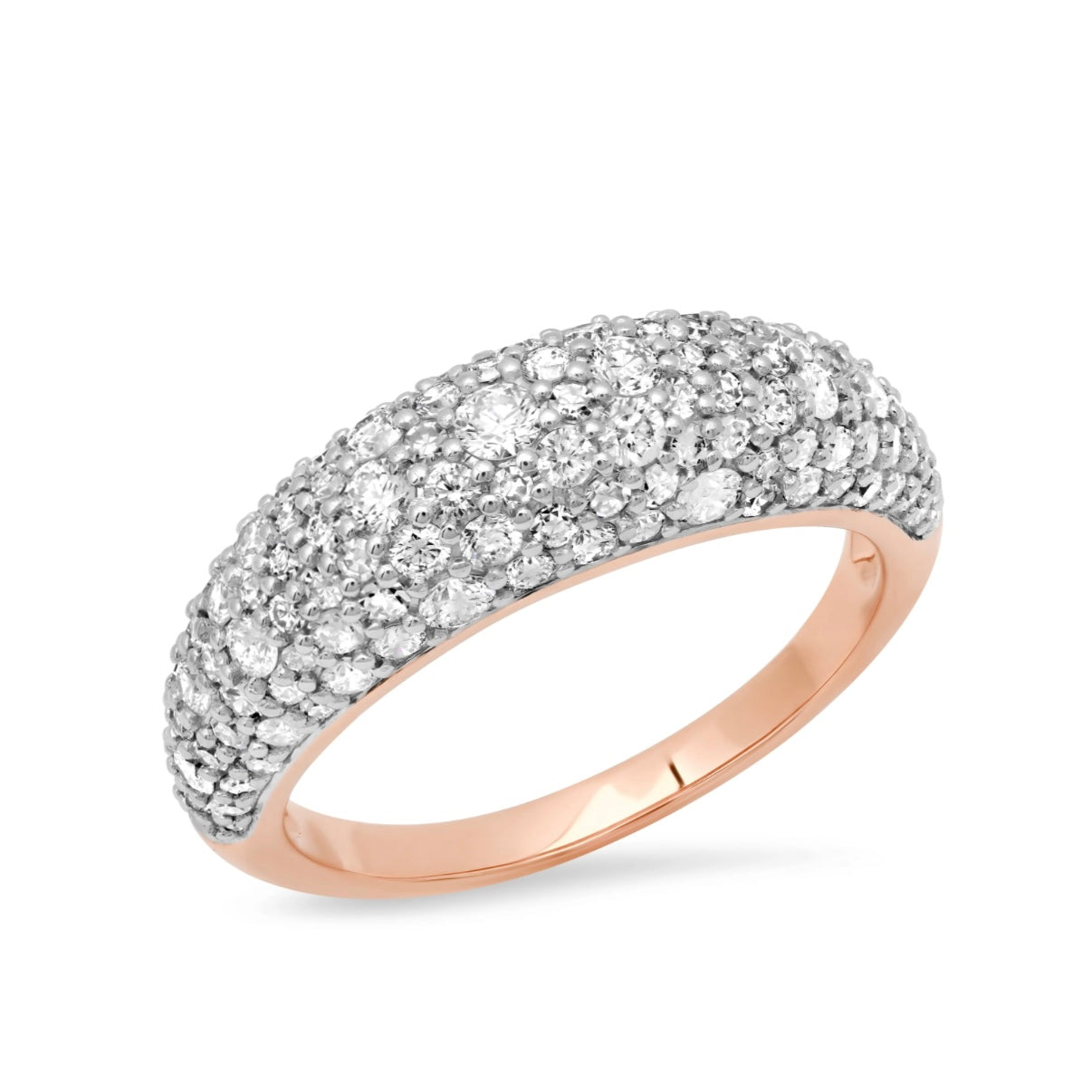 Diamond Crescent Domed Ring