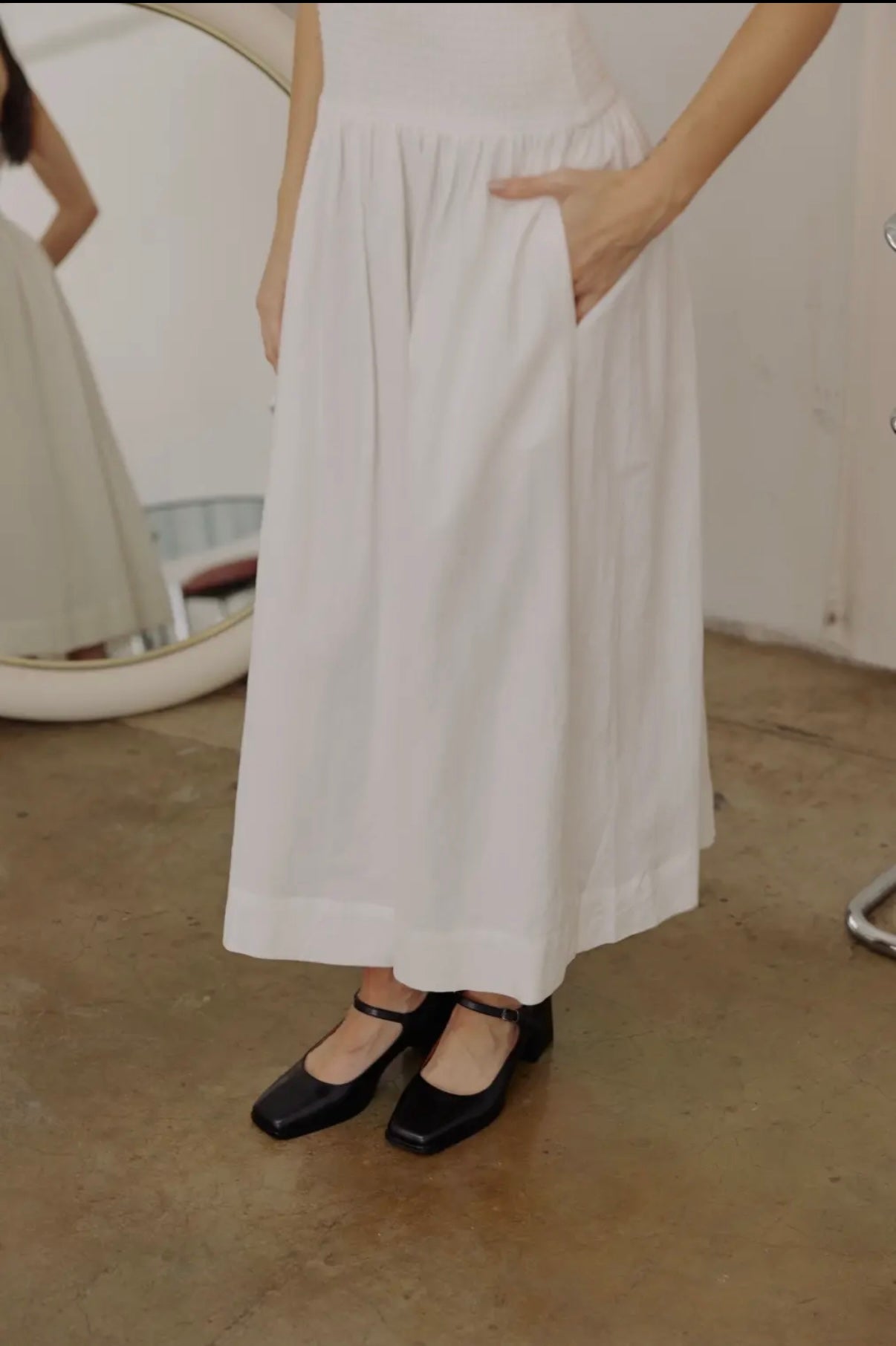 Iris Midi Dress in Ivory