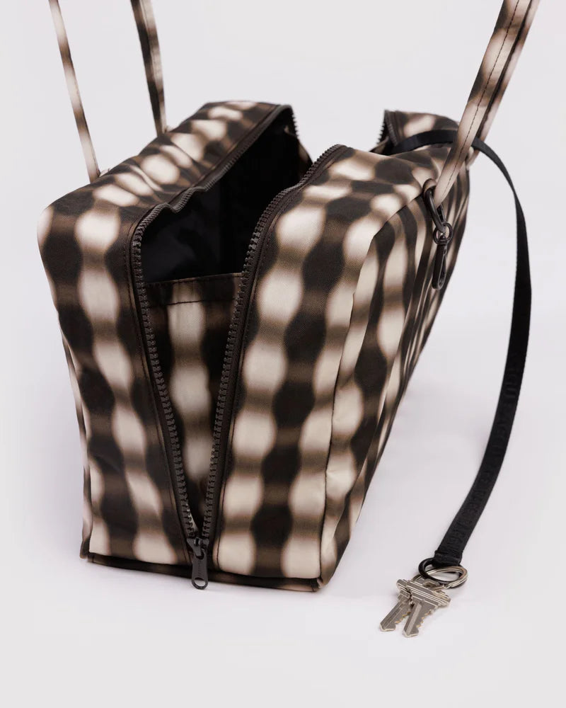 Medium Bowler Bag in Blurred Gingham Brown