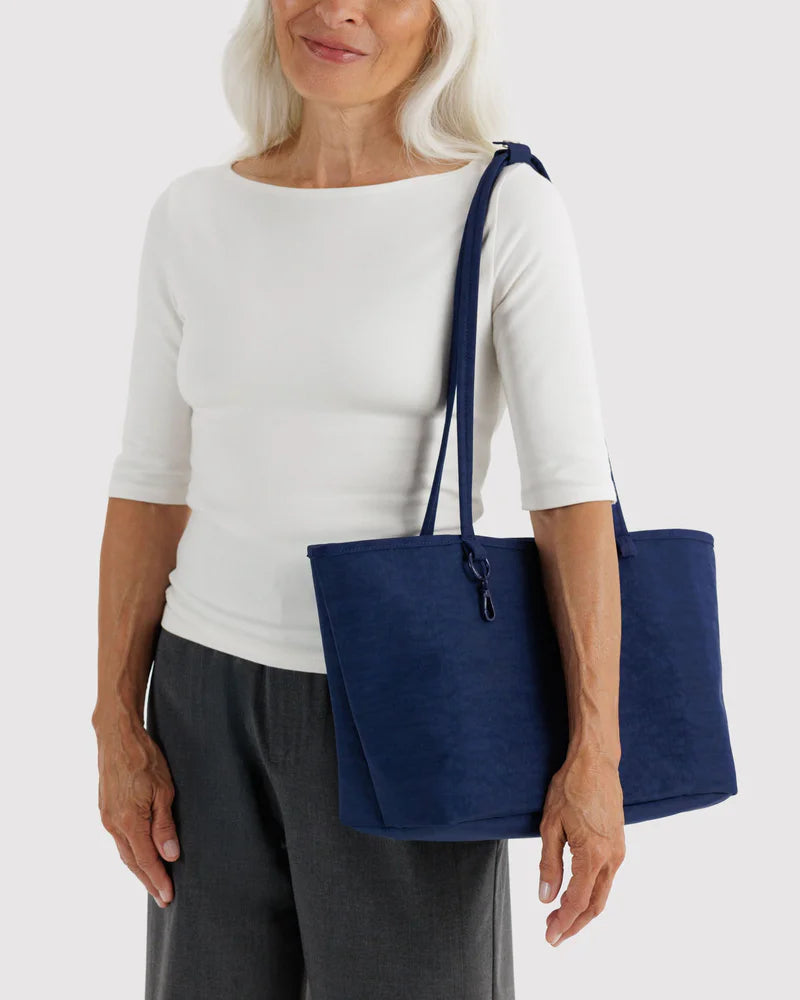 Medium Nylon Reversible Tote in Navy Mix