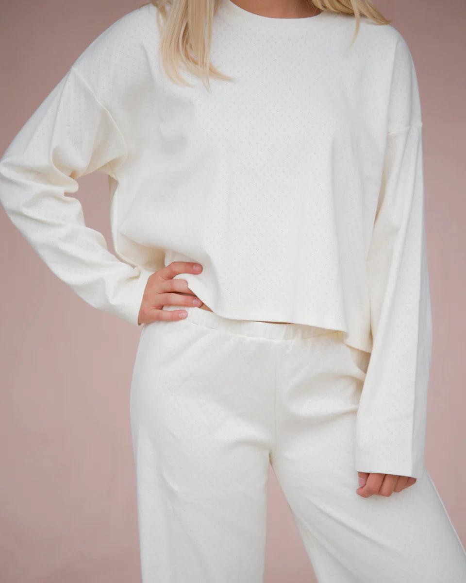 Pointelle Top in Crema