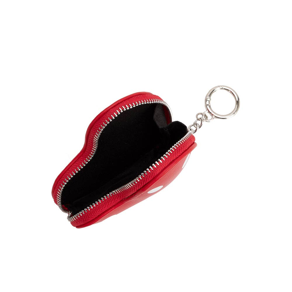 Puffy Heart Polka Dot Red Coin Purse Charm