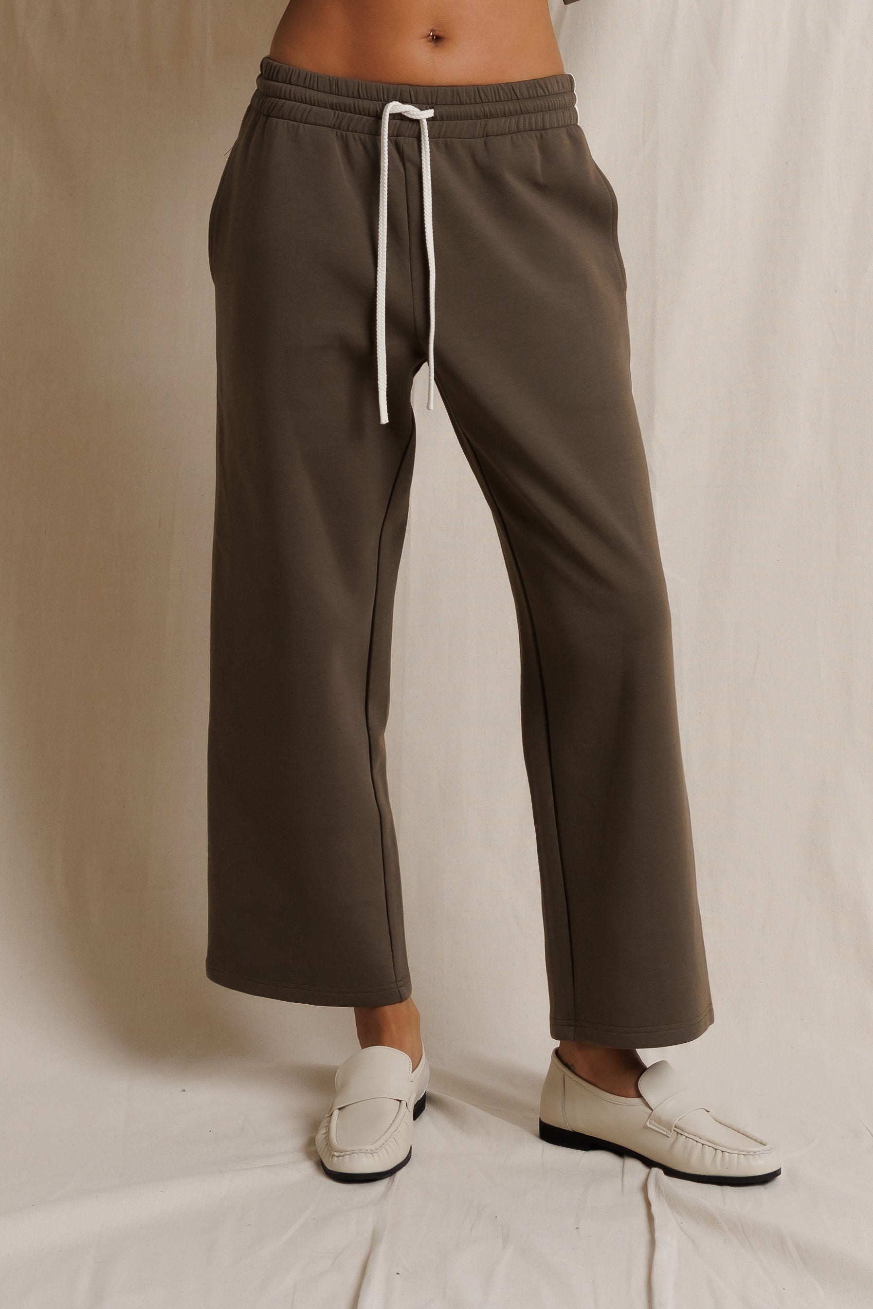 Claud Pureform Cropped Track Pants in Dark Olive
