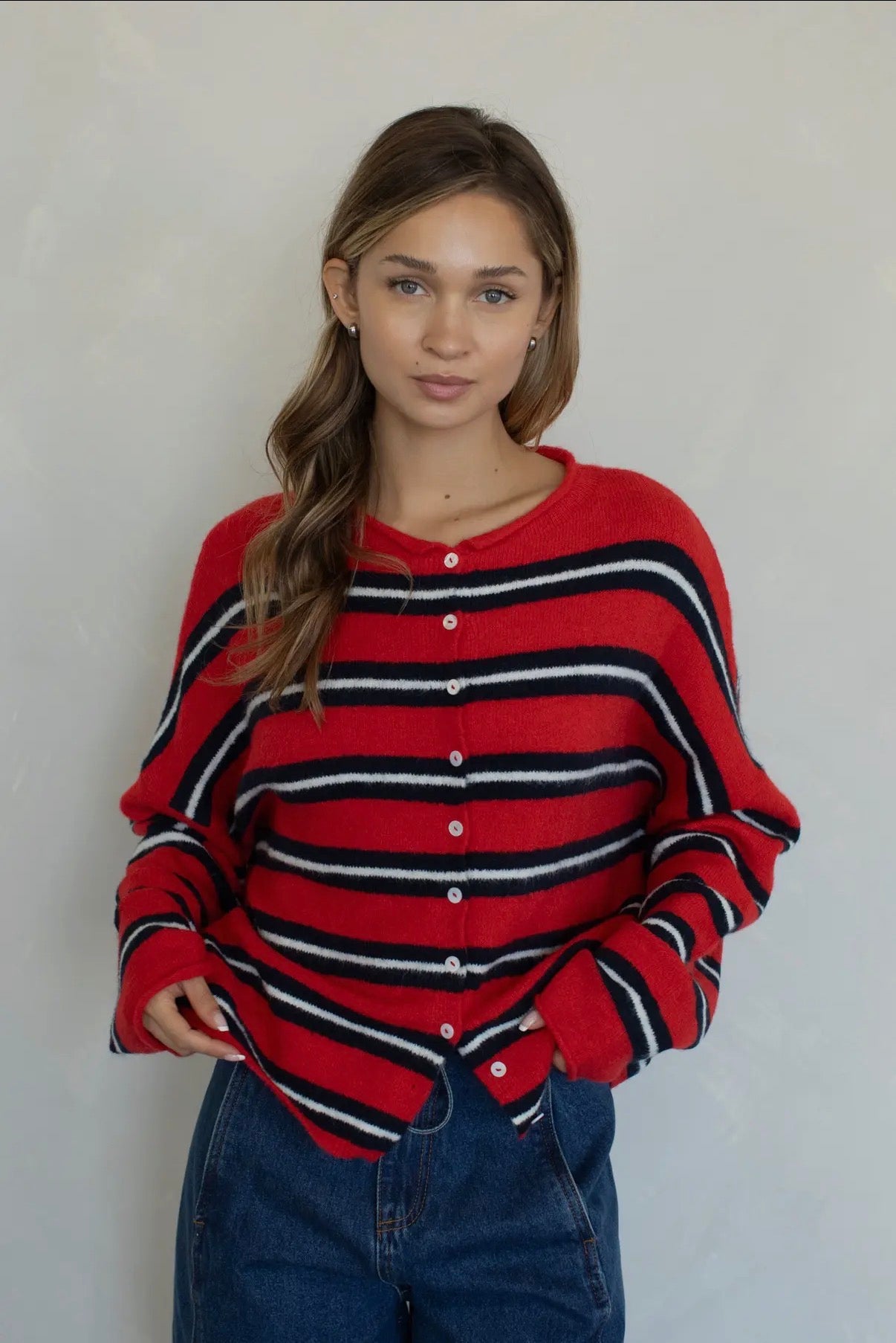 Maisie Sweater in Red Varsity Stripe