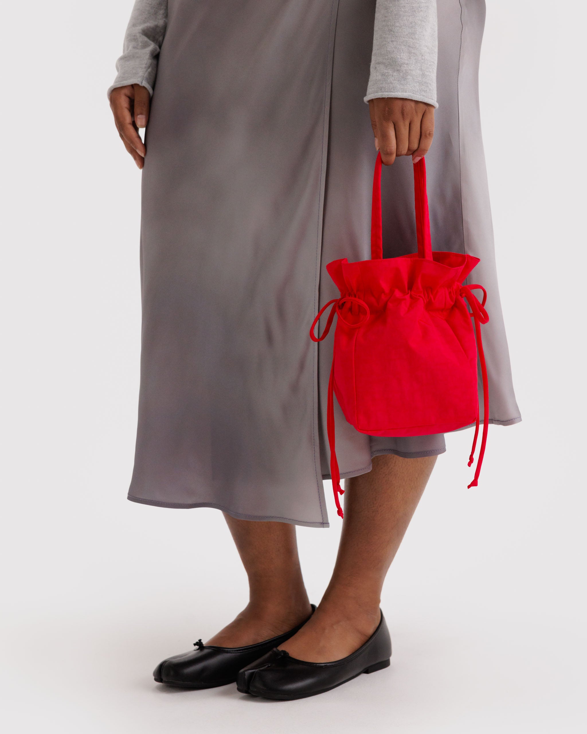 Nylon Drawstring Bag in Candy Apple