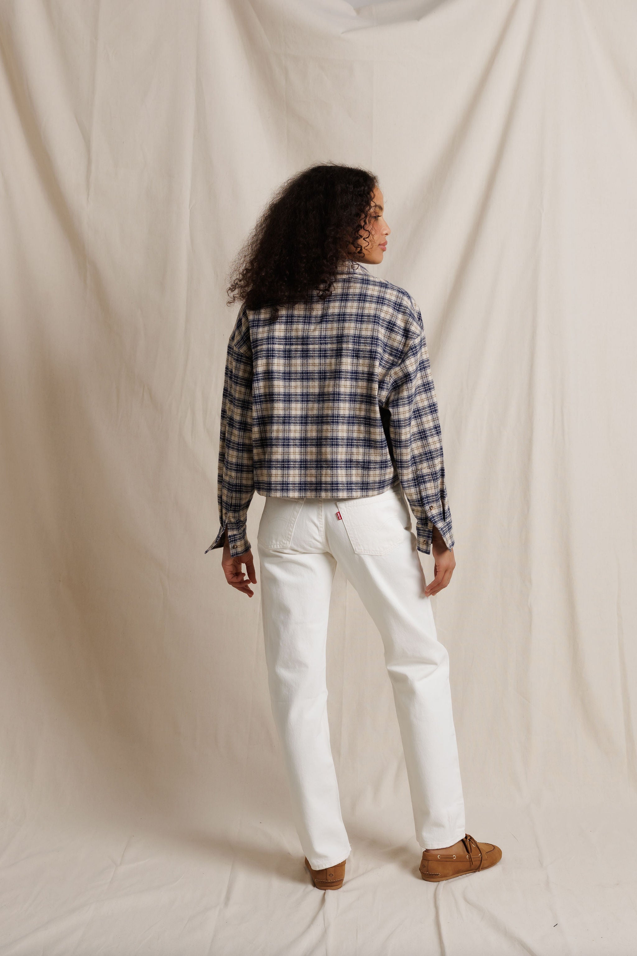 Tate Plaid Button Up in Sugar Plaid