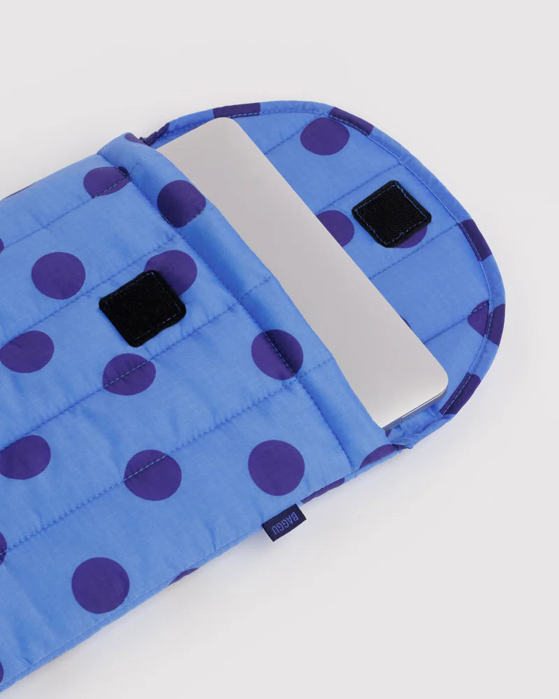 Puffy Laptop Sleeve 13”/14” Blue Polka Dot