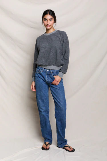 Ziggy Reverse Fleece Crewneck Sweatshirt in Dark Heather Grey