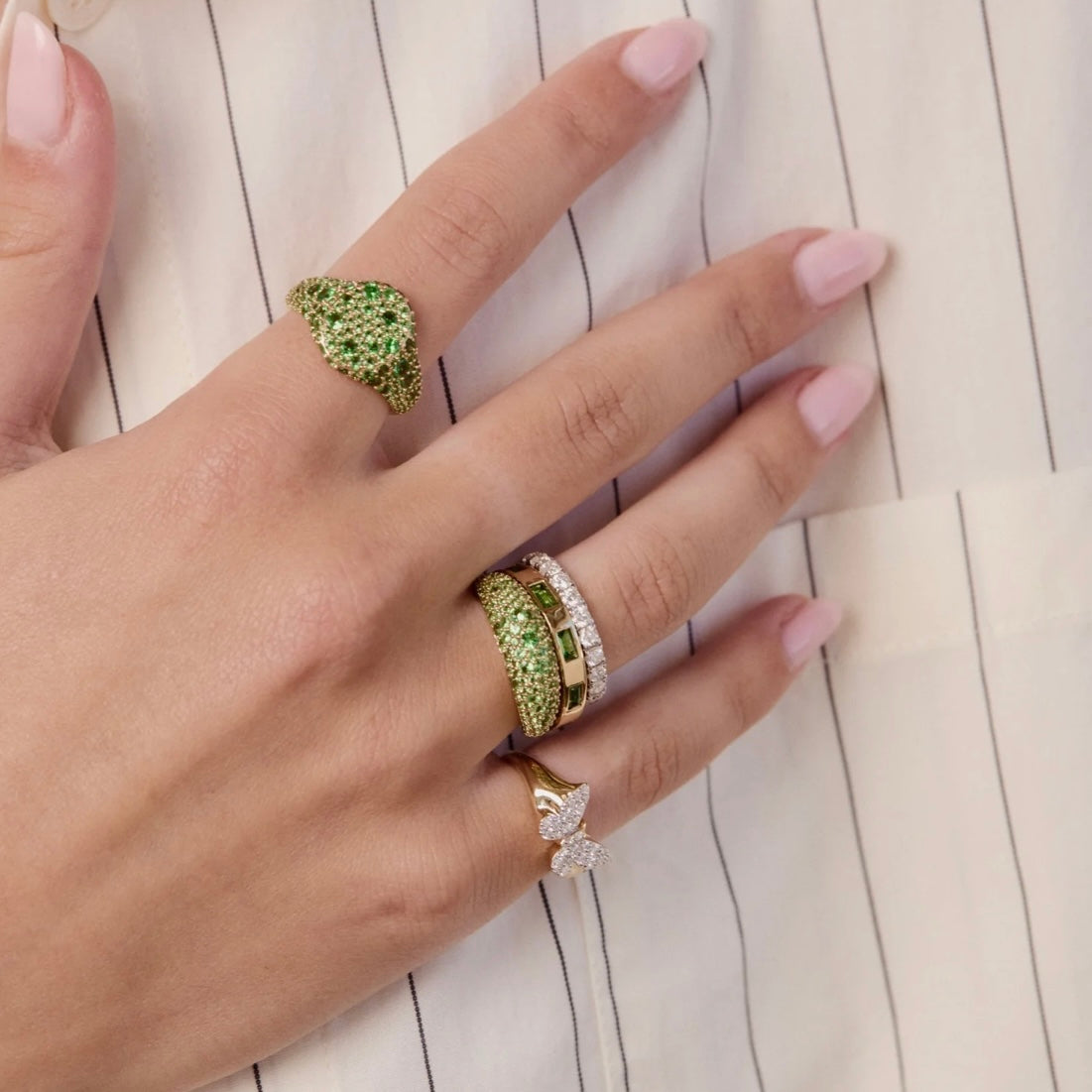 Tsavorite Crescent Domed Ring