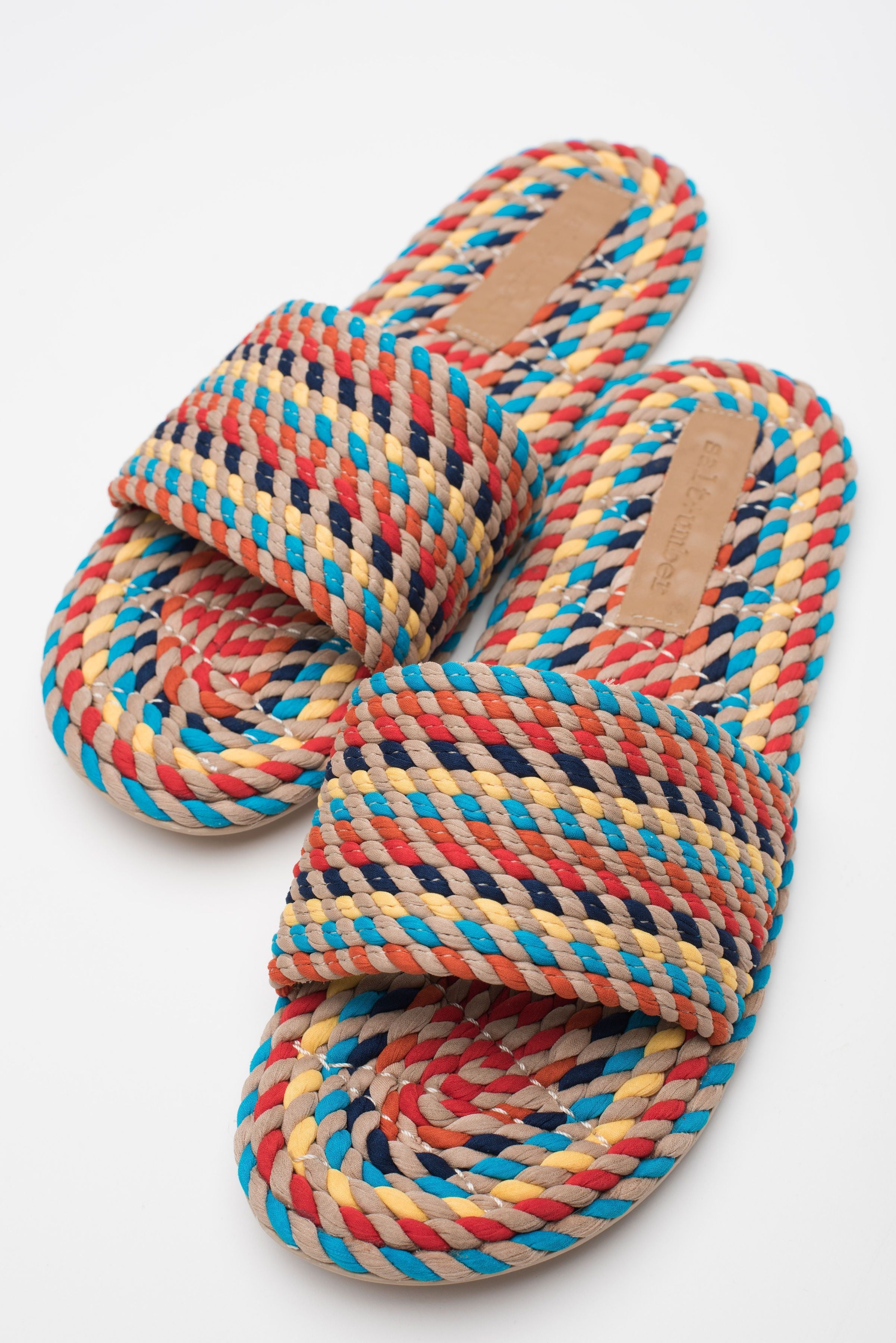 SUNNY-RAINBOW MULTI vegan rope slide sandal