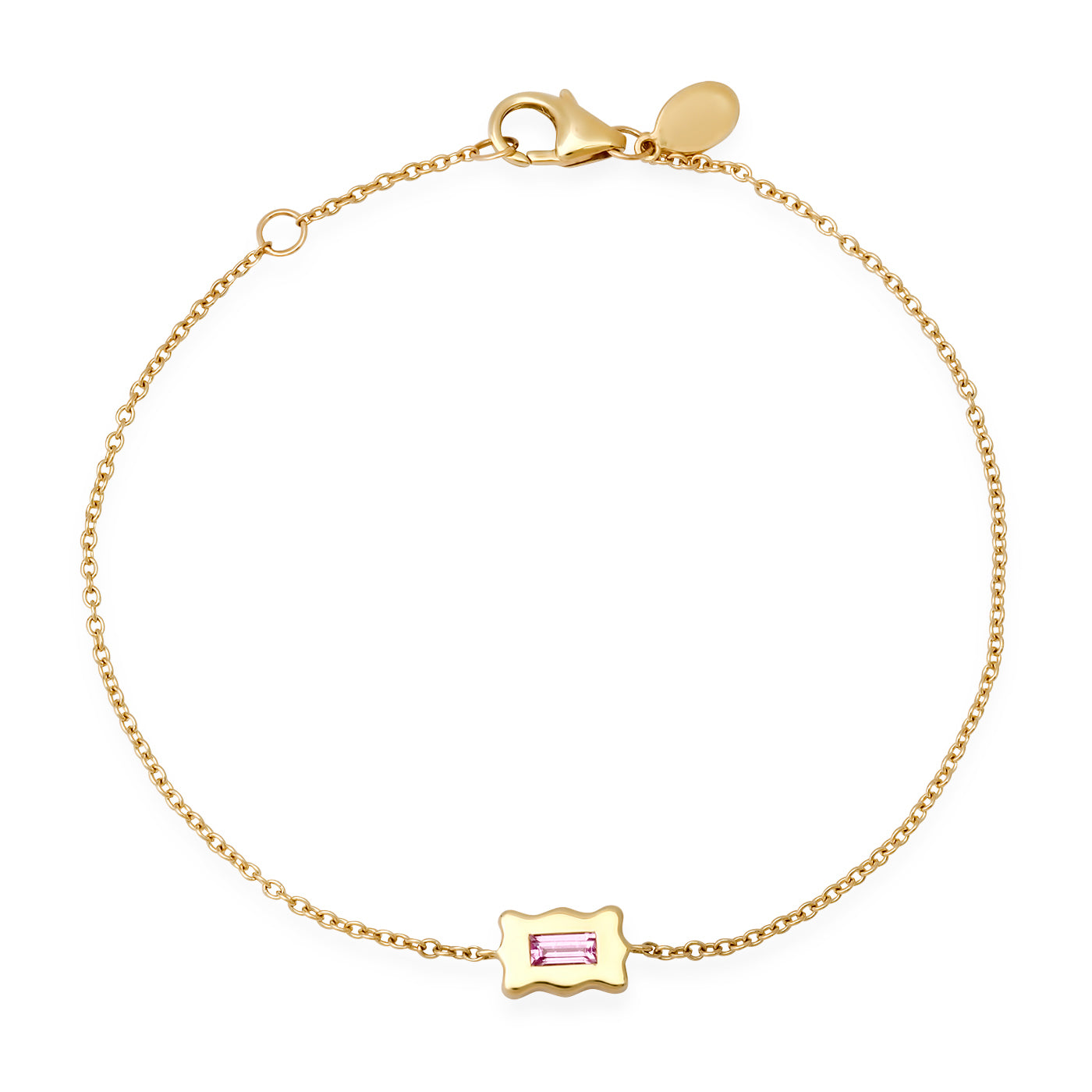 Pink Sapphire Baguette Form Chain Bracelet