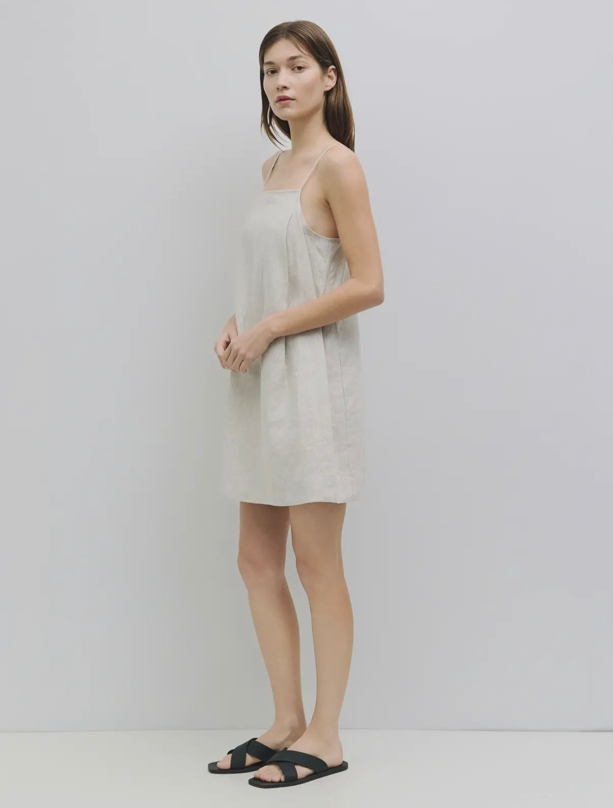 Nora Linen Dress in White