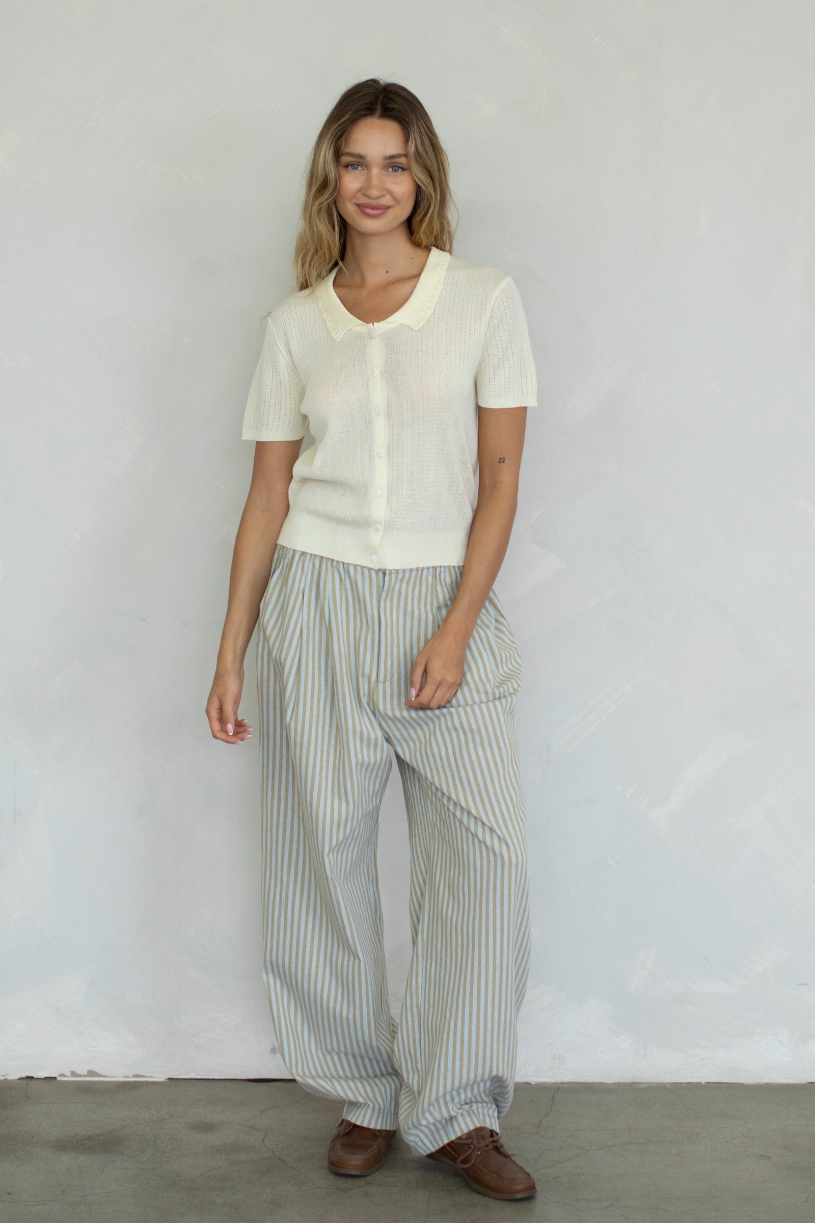 Leighton Stripe Pants in Taupe