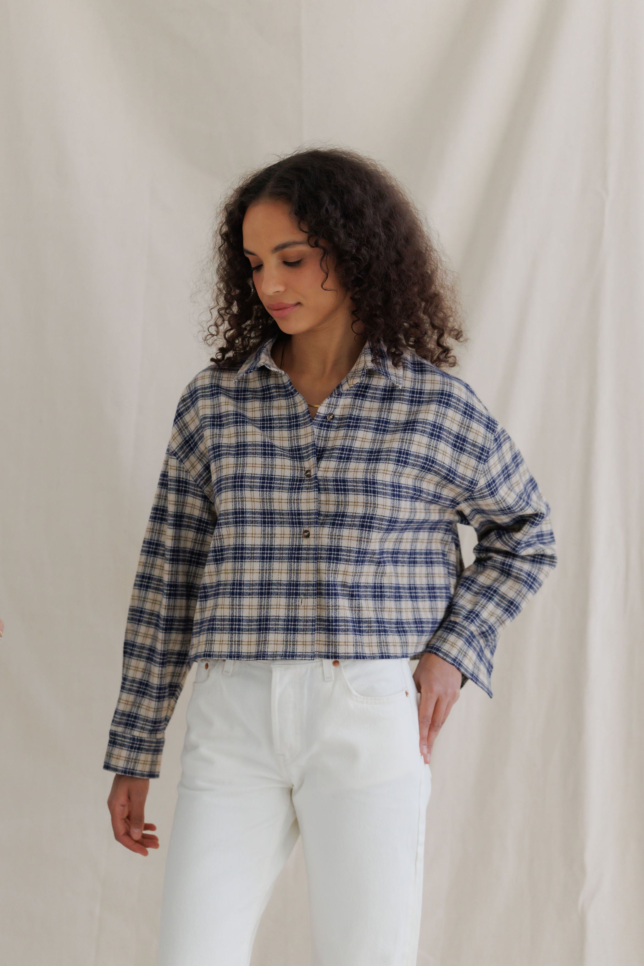 Tate Plaid Button Up in Sugar Plaid