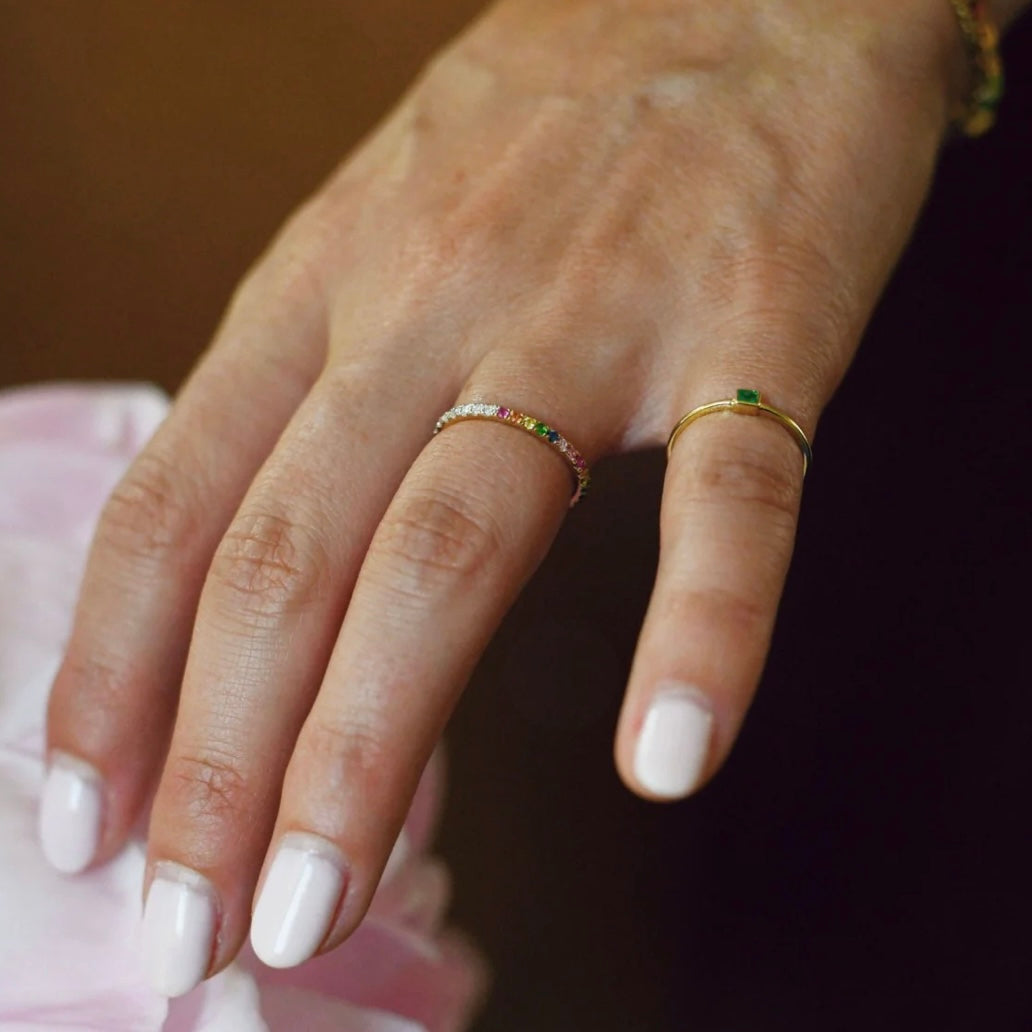 Emerald Princess Cut Pinky Ring