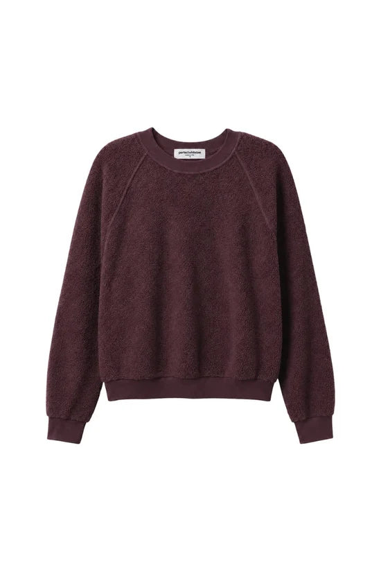 Ziggy Reverse Fleece Crewneck Sweatshirt in Cherry Lacquer