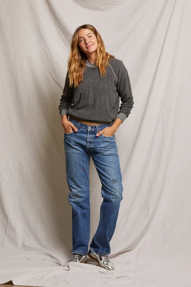 Ziggy Reverse Fleece Crewneck Sweatshirt in Dark Heather Grey