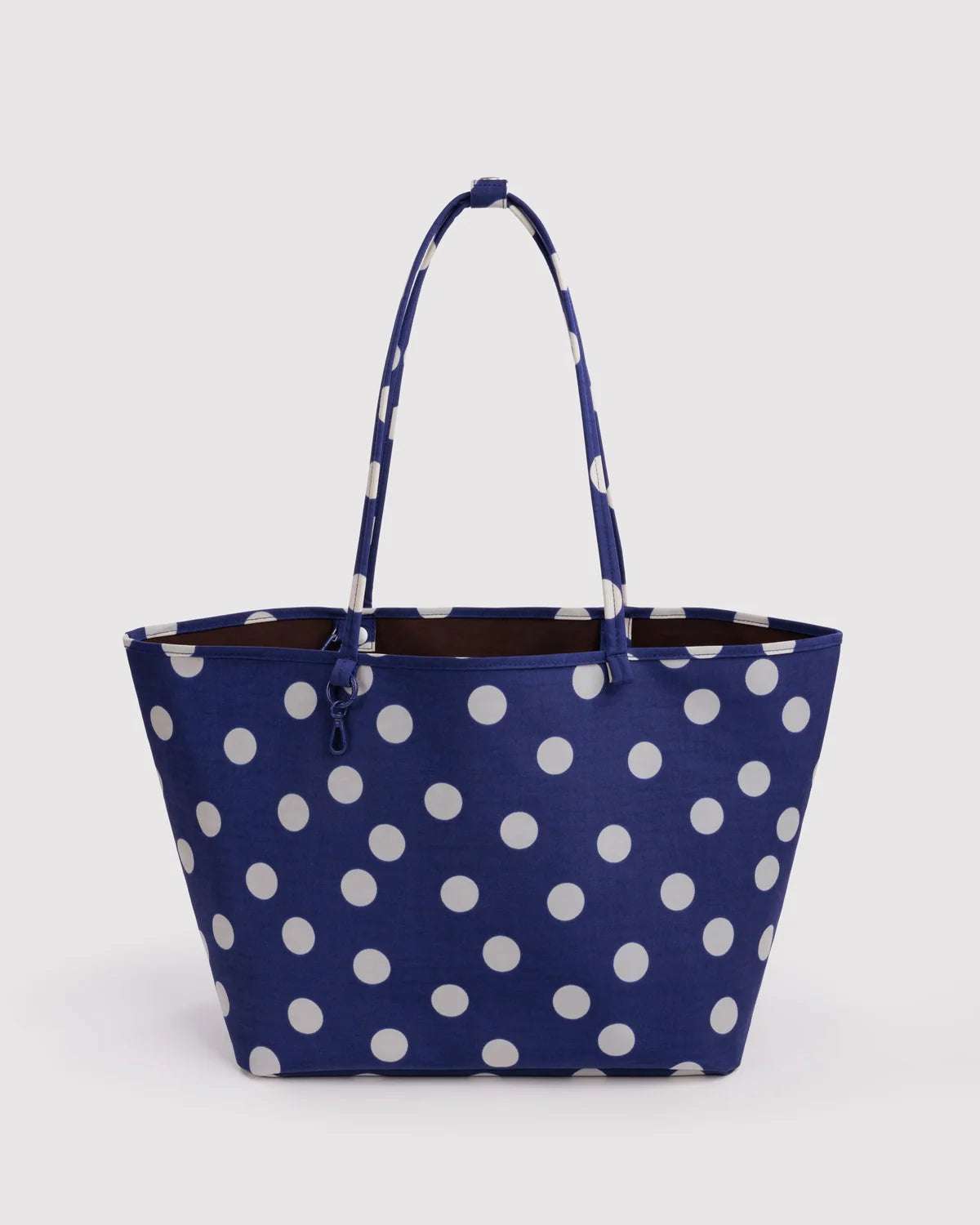 Large Nylon Reversible Tote in Navy Polka Dot Mix