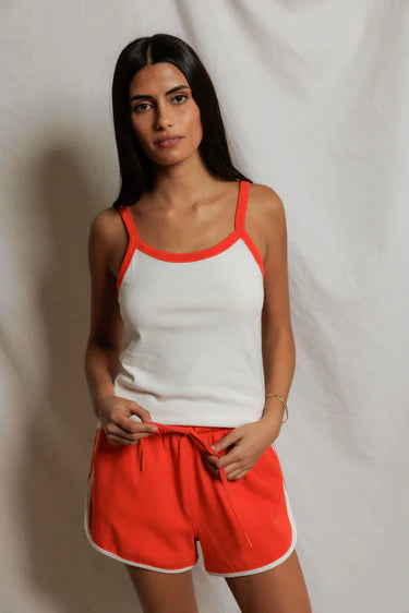 Cherry Cotton Jersey Ringer Tank
