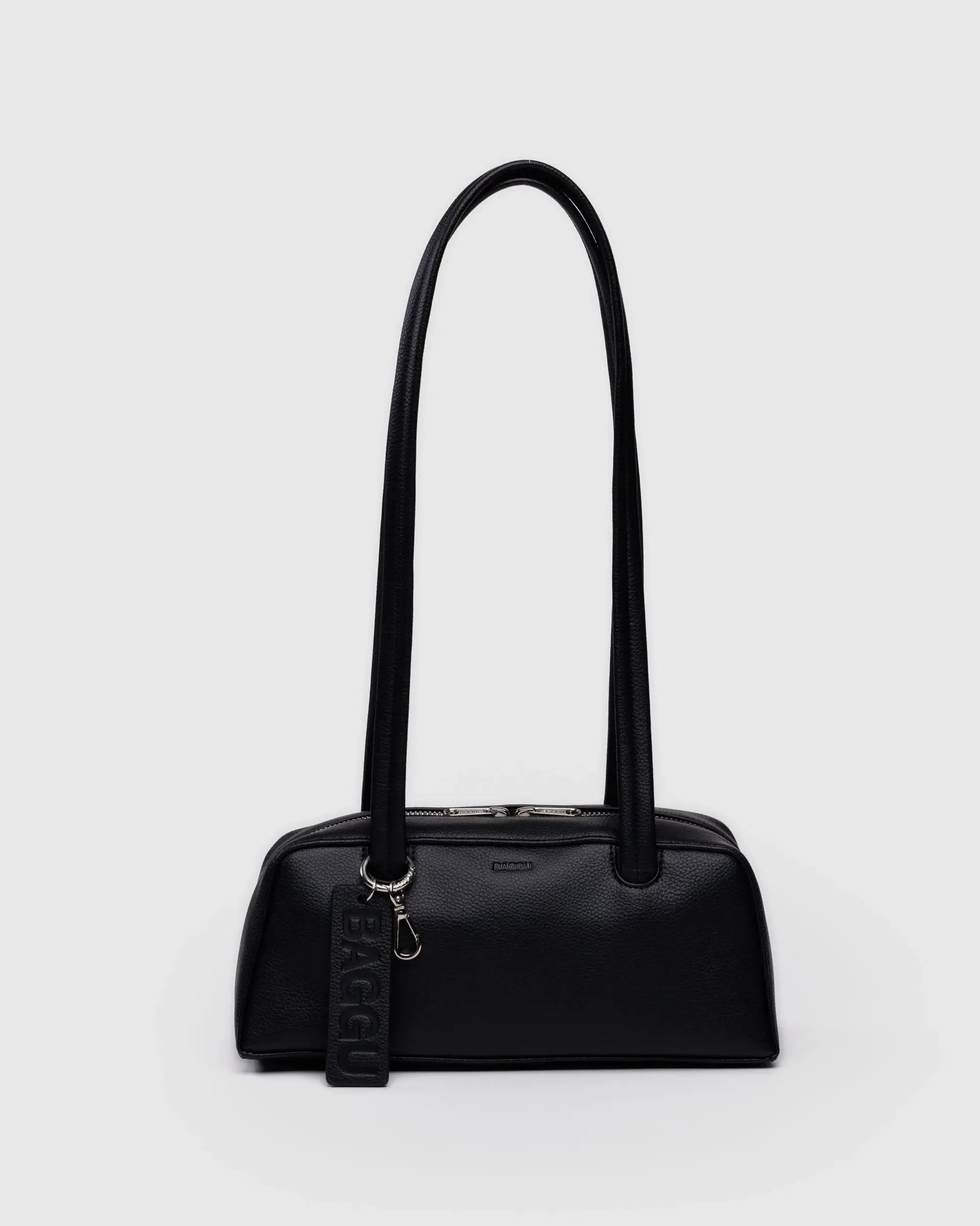 Small Recycled Leather Bowler Bag in Black