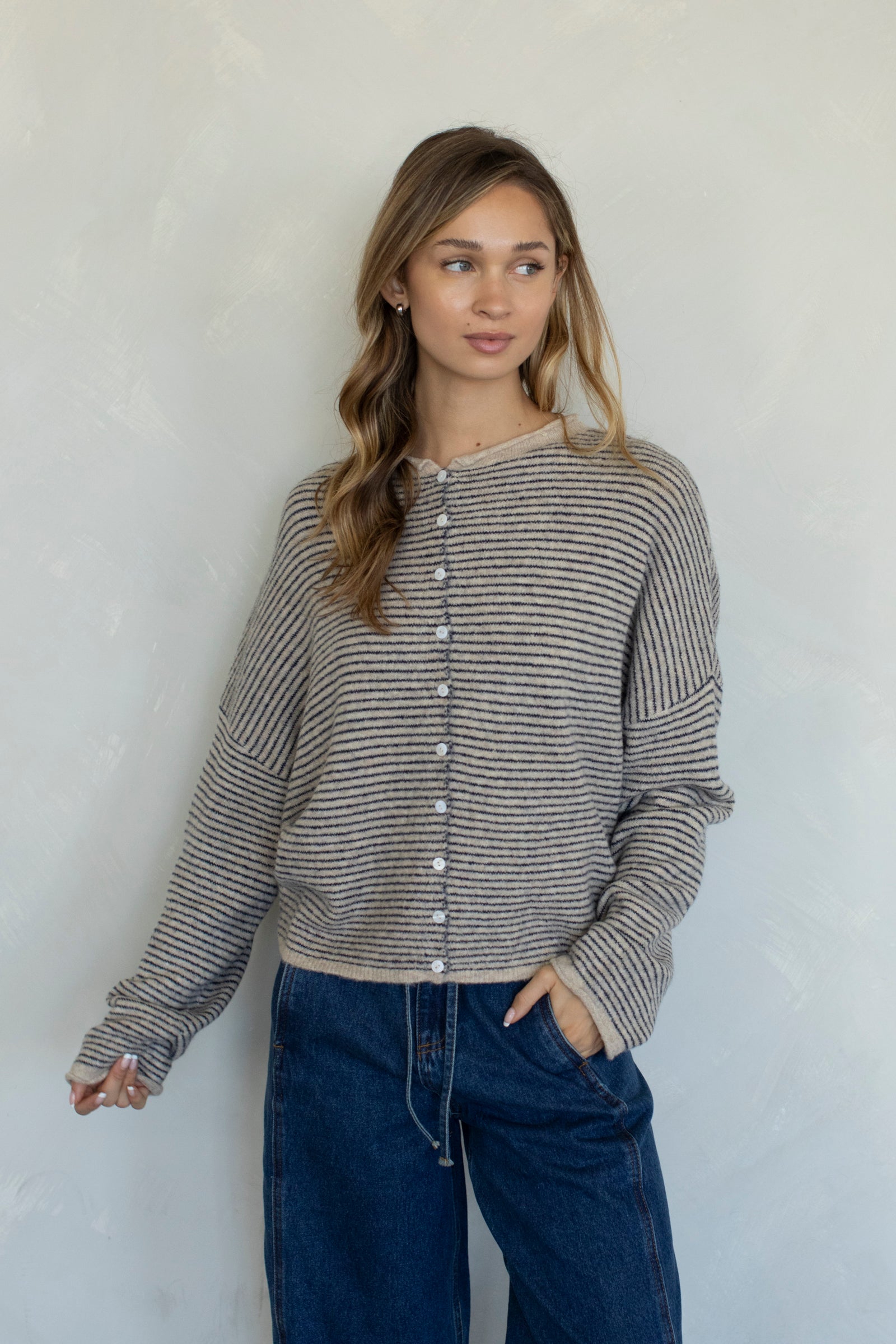Maisie Sweater in Mini Cream Stripe