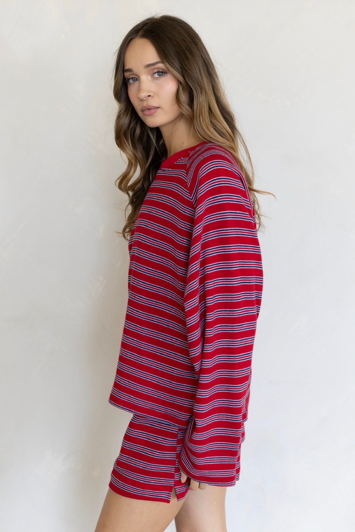 Elise Striped Lounge Set in Poppy