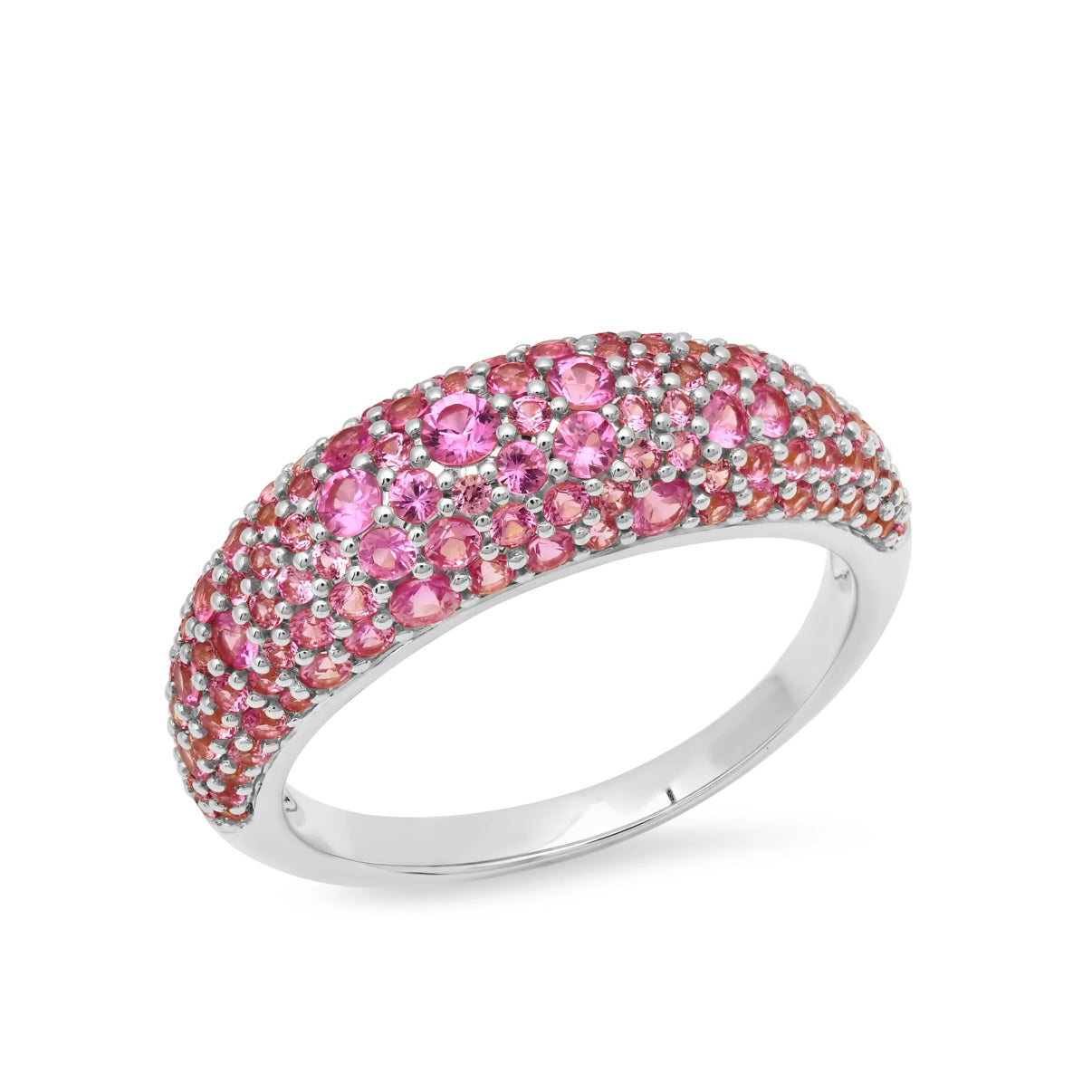 Pink Sapphire Crescent Domed Ring