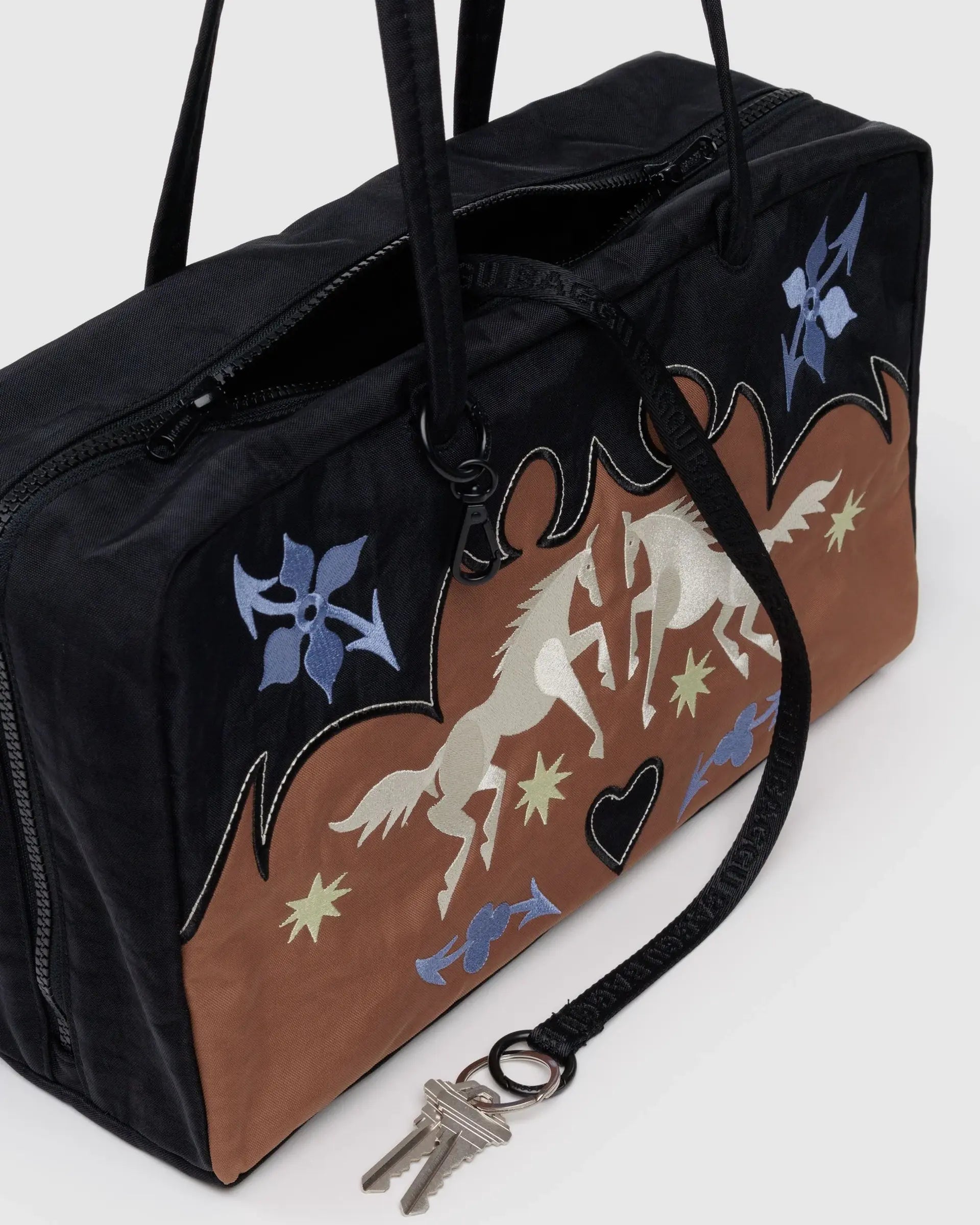 Medium Bowler Bag in Western Appliqué