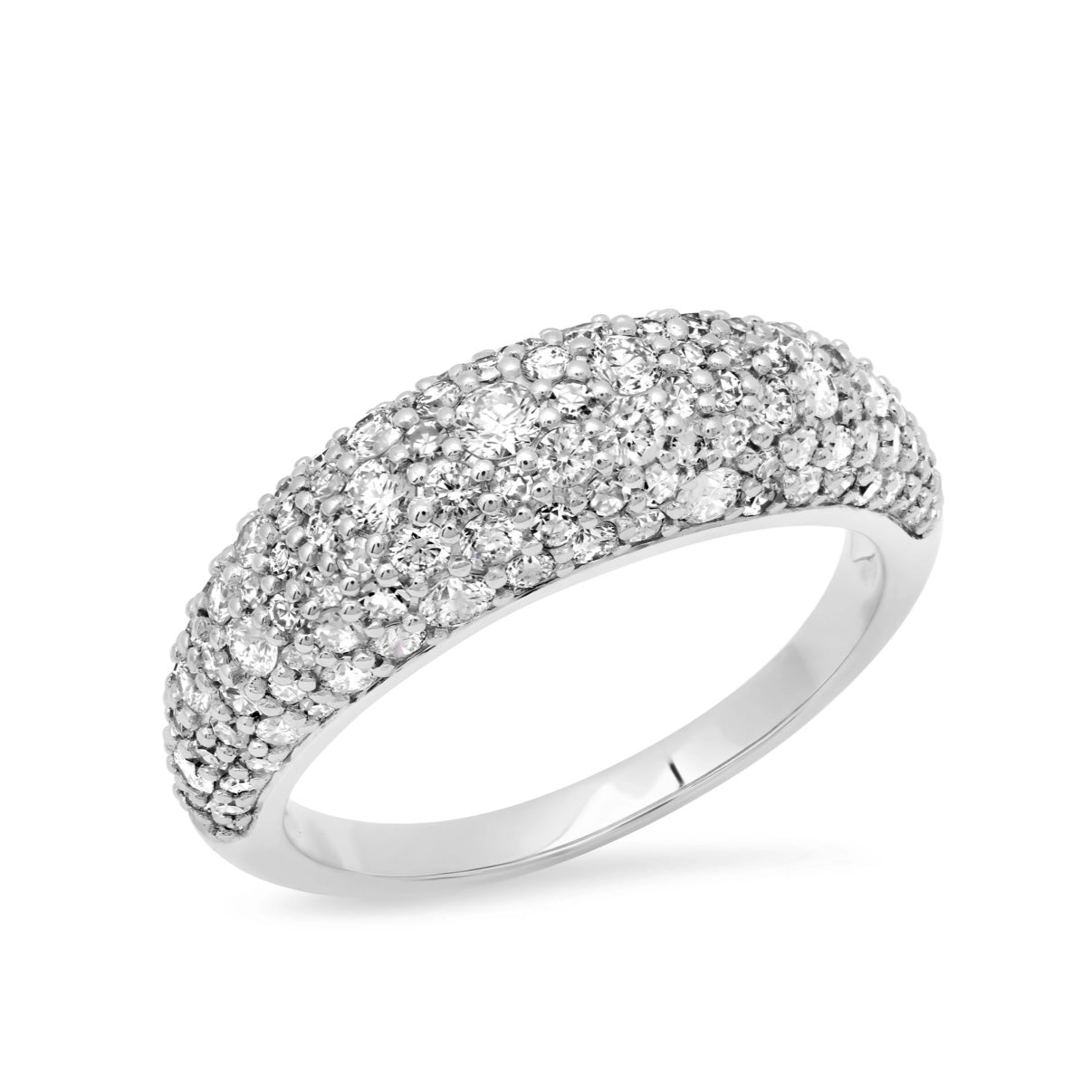 Diamond Crescent Domed Ring