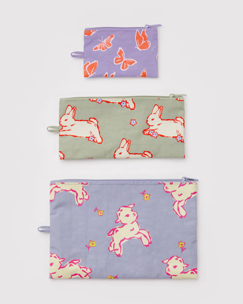 Flat Pouch Set in Spring Animals
