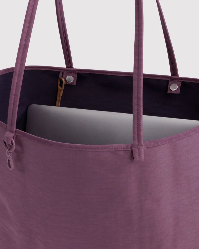 Large Nylon Reversible Tote in Plum Mix