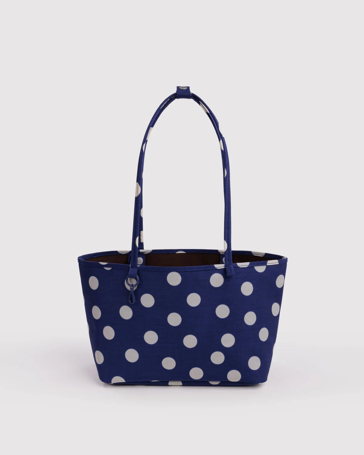 Medium Nylon Reversible Tote in Navy Polka Dot Mix