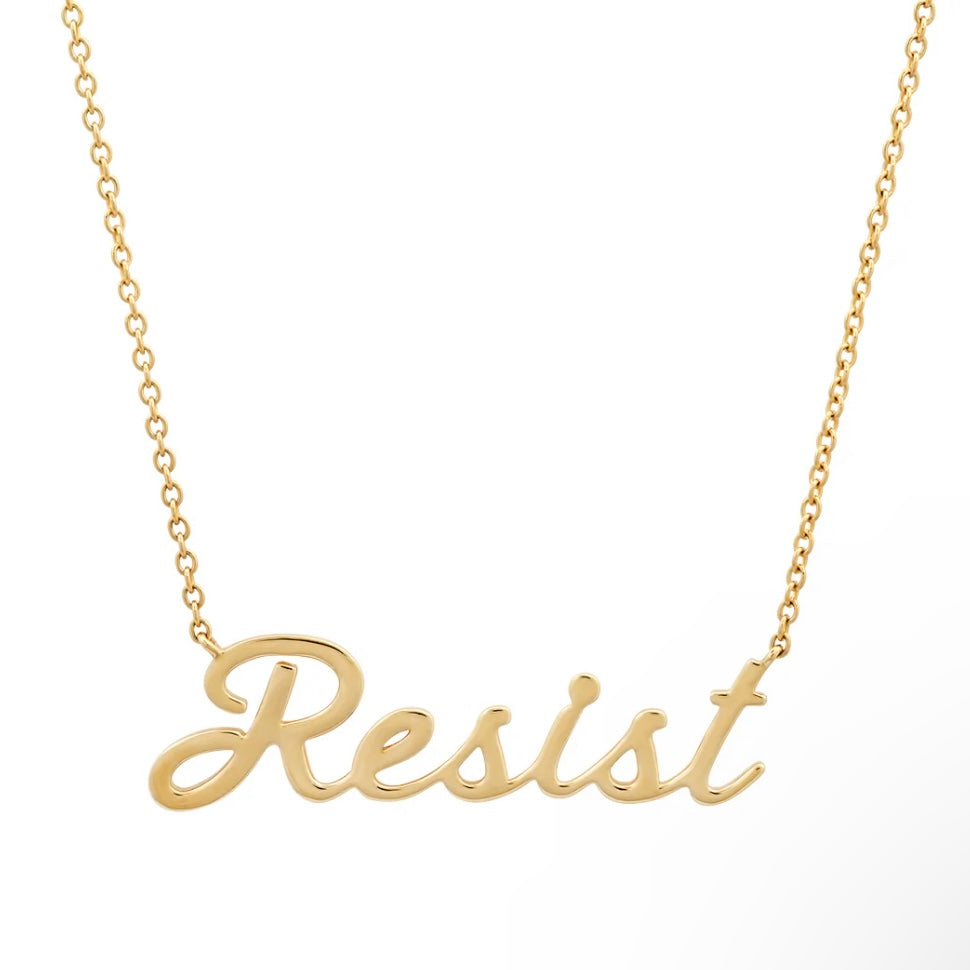 Resist Script Necklace