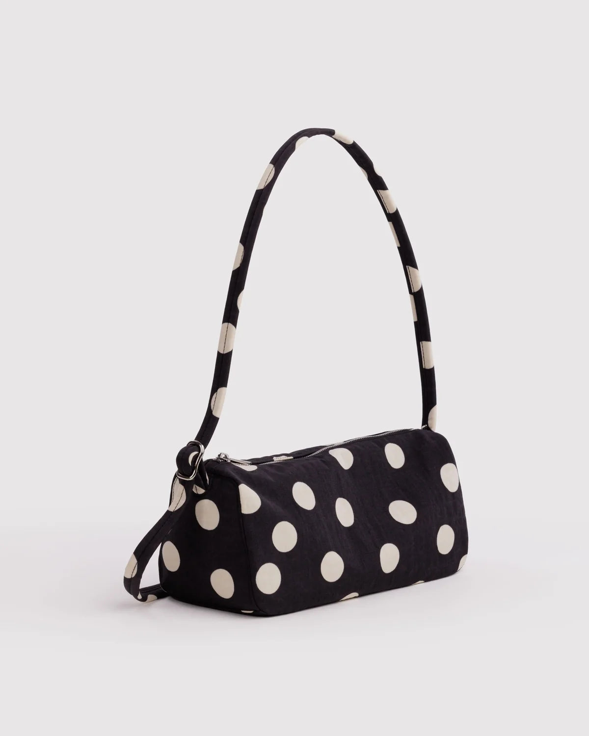 Nylon Loaf Bag in Black and Cream Polka Dot