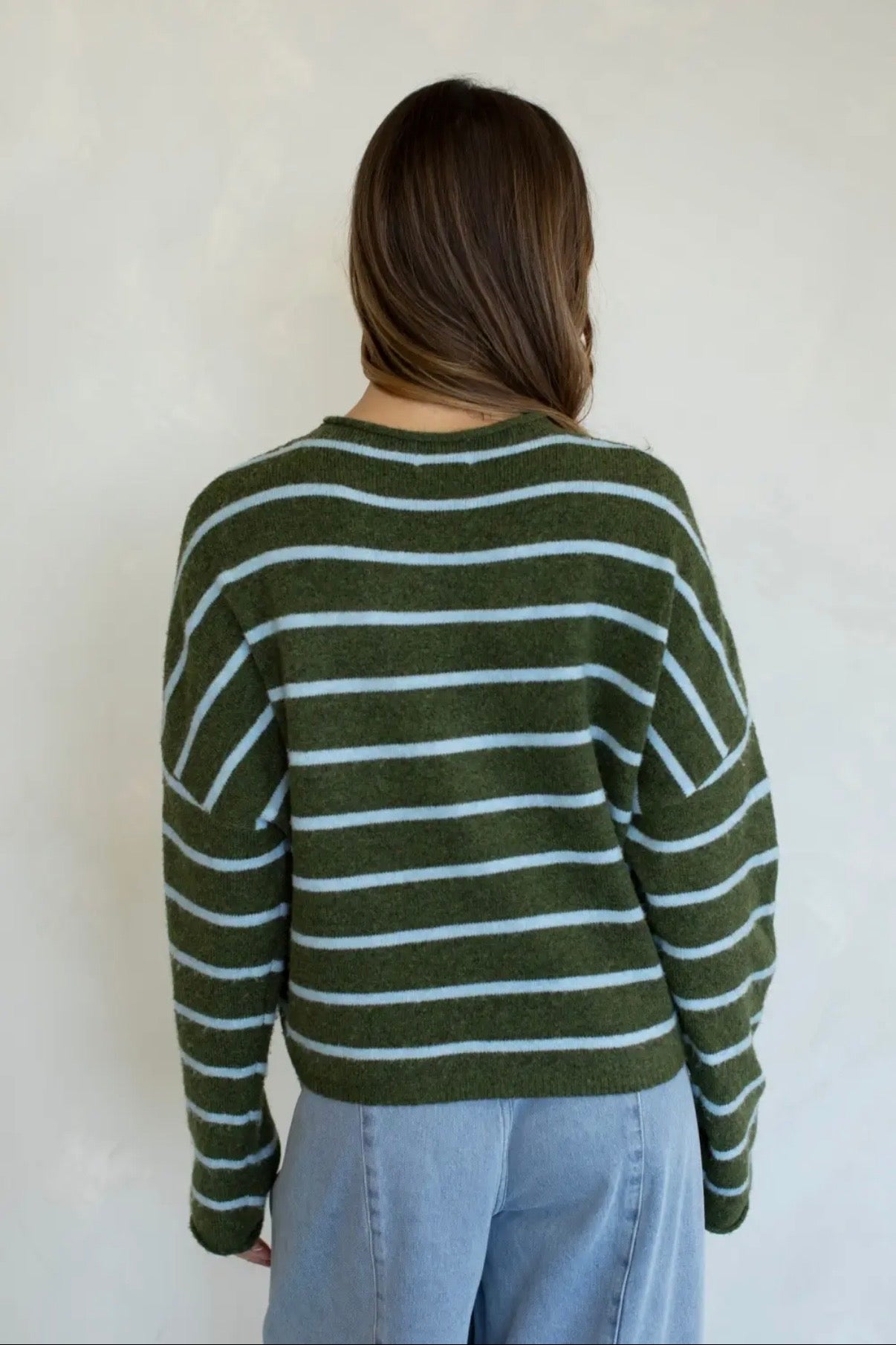 Maisie Sweater in Olive Stripe