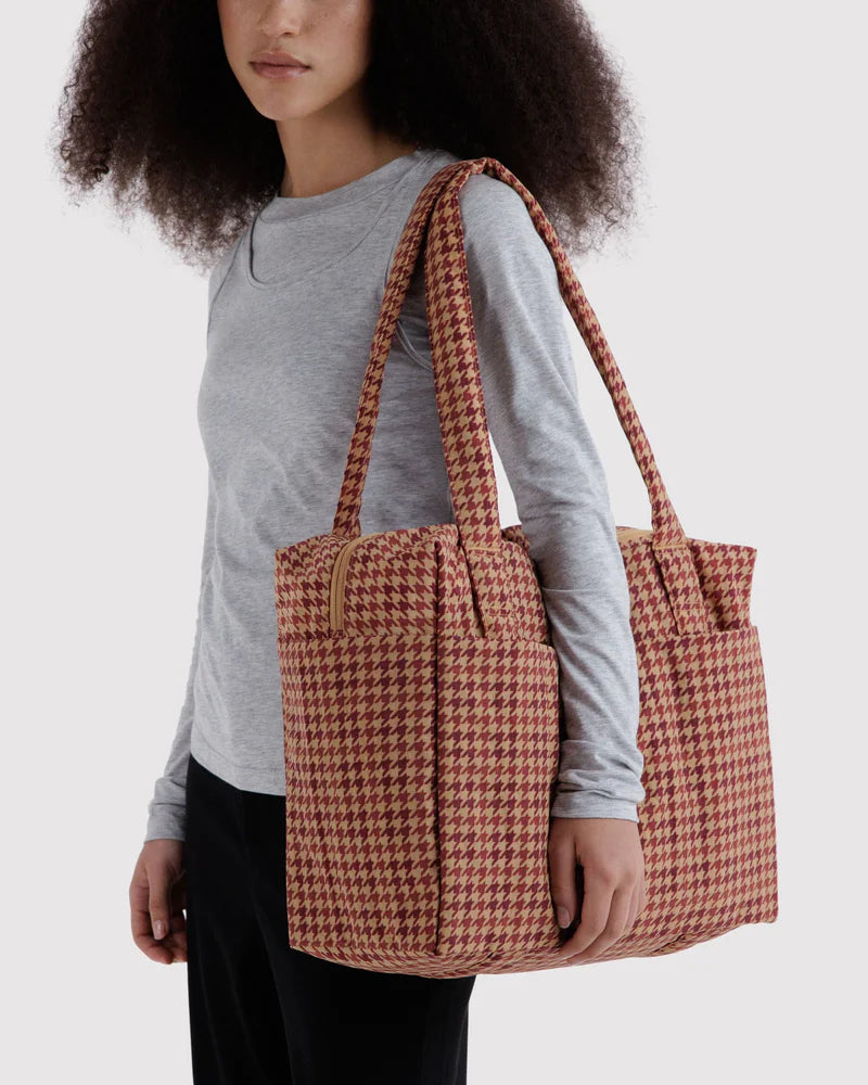 Small Cloud Carry On in Tan Houndstooth