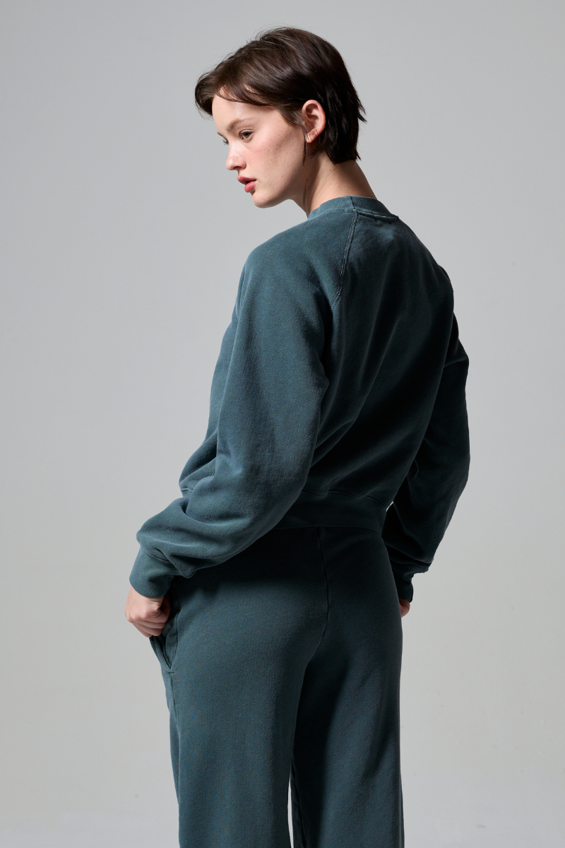 Lilou Vintage Shrunken Crew in Hunter