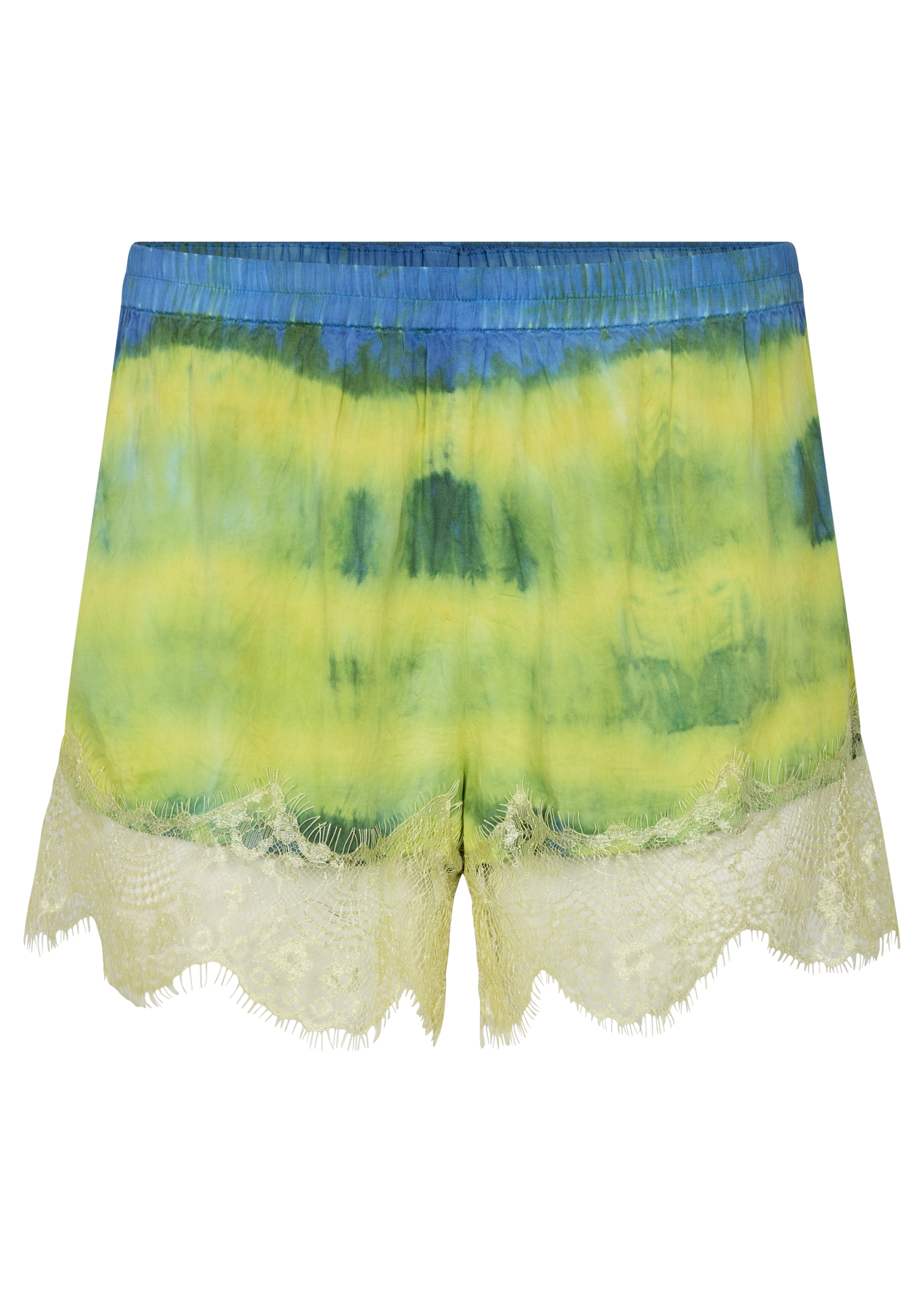 Curaçao Tie Die Lace Trim Shorts