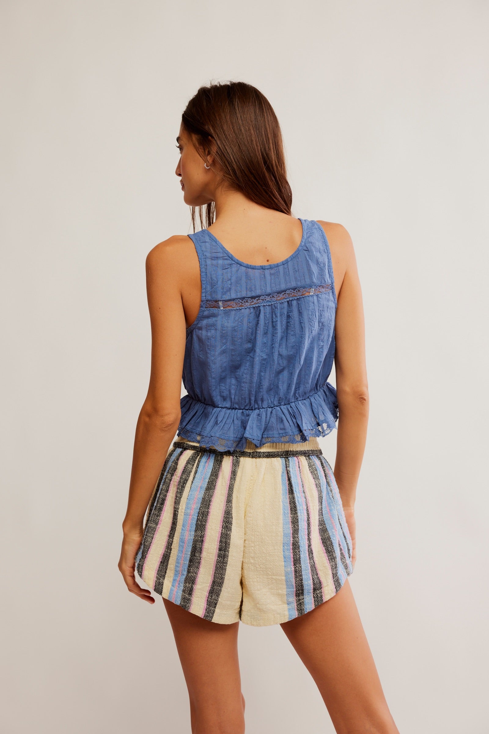 Alana Lace Tank in Blue Topaz