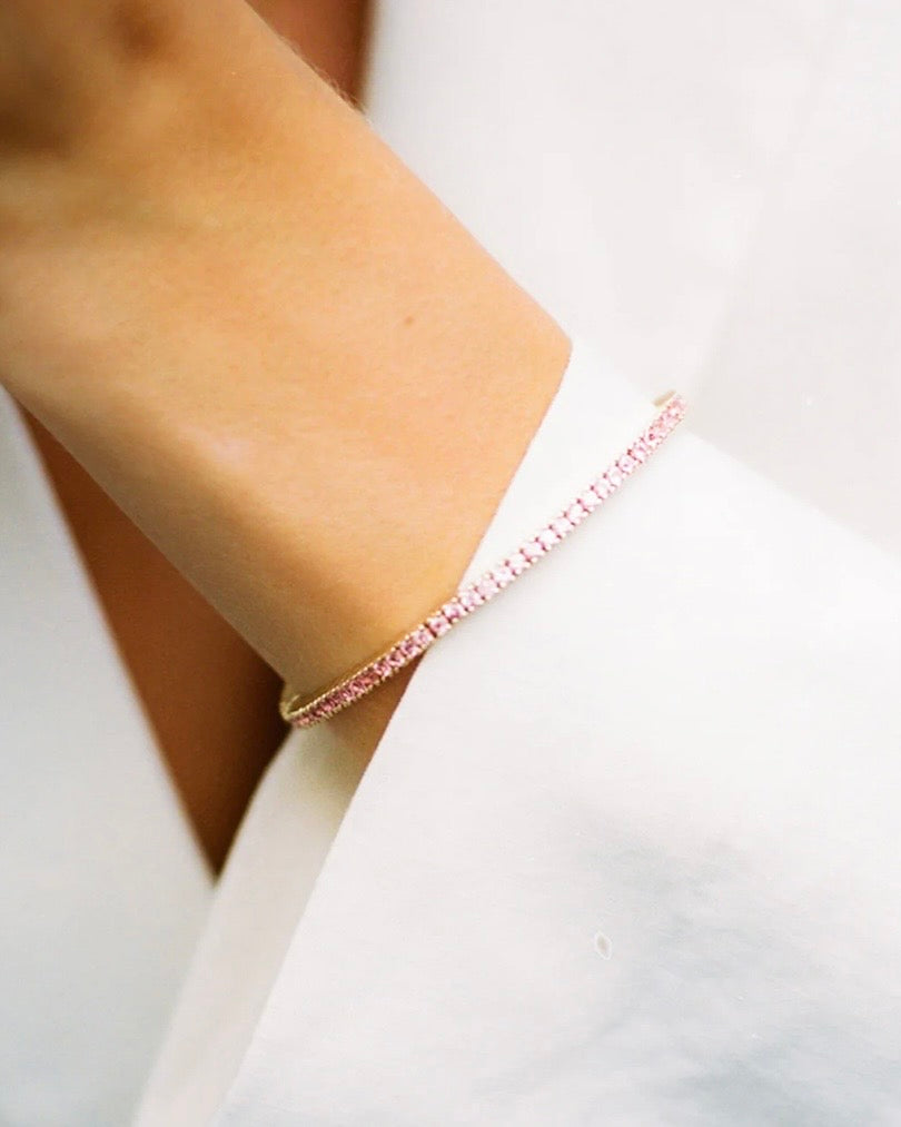 Pink Sapphire Baguette Tennis Bracelet