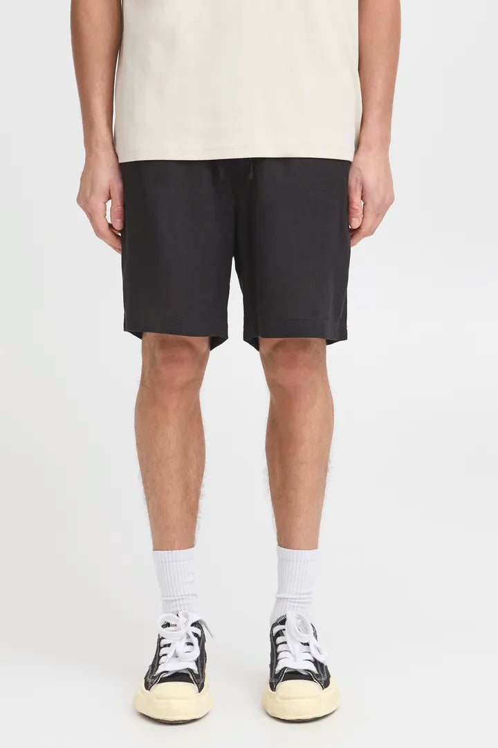 Allan Elas Linen Drawstring Shorts in Black