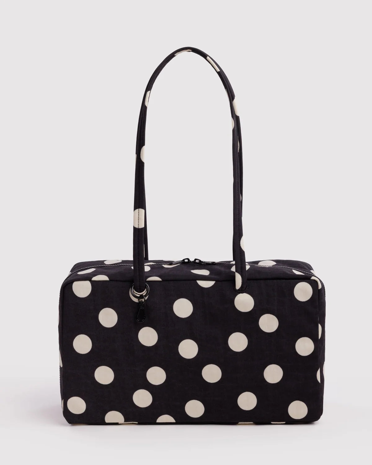Medium Bowler Bag in Black and Cream Polka Dot