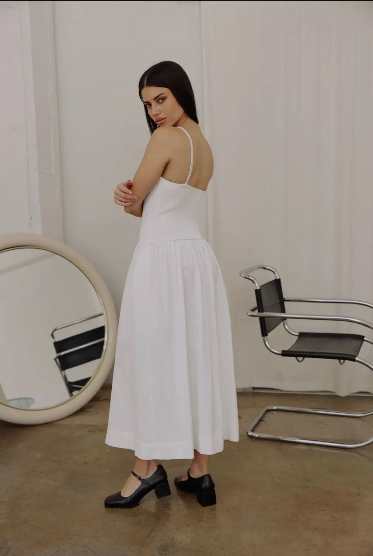 Iris Midi Dress in Ivory