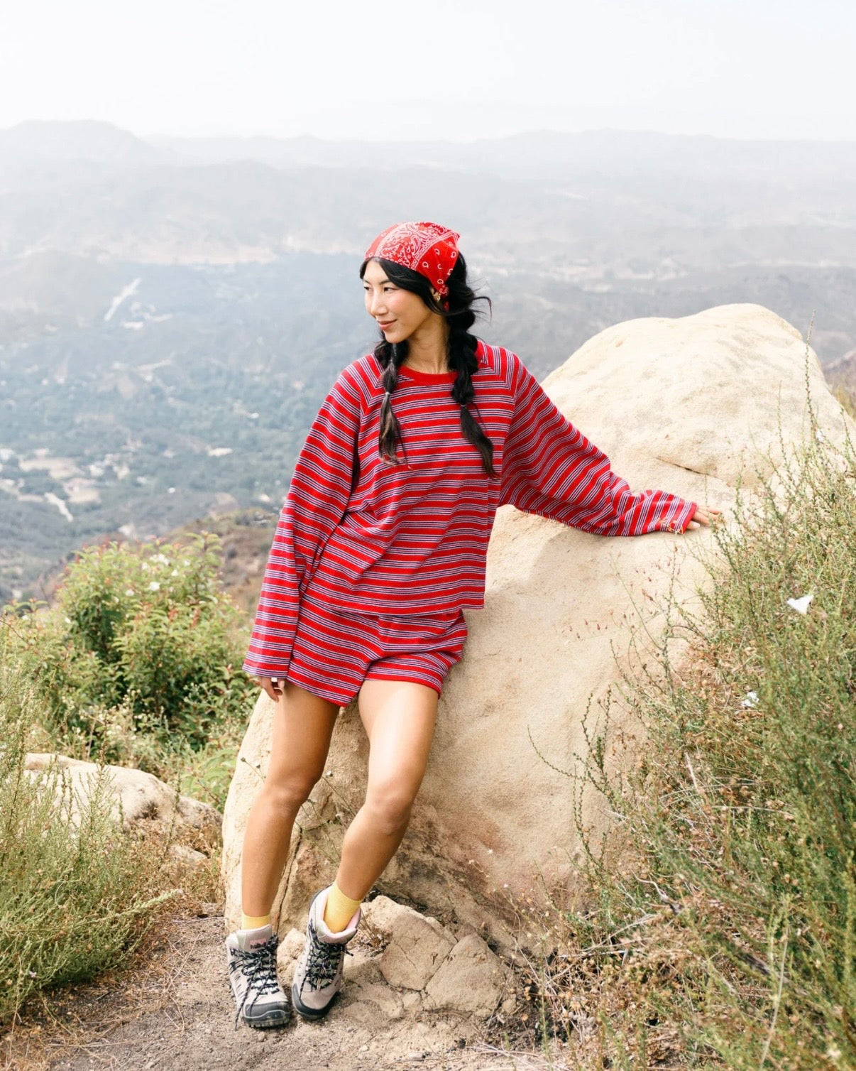 Elise Striped Lounge Set in Poppy