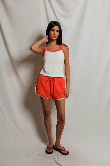 Cherry Cotton Jersey Ringer Tank