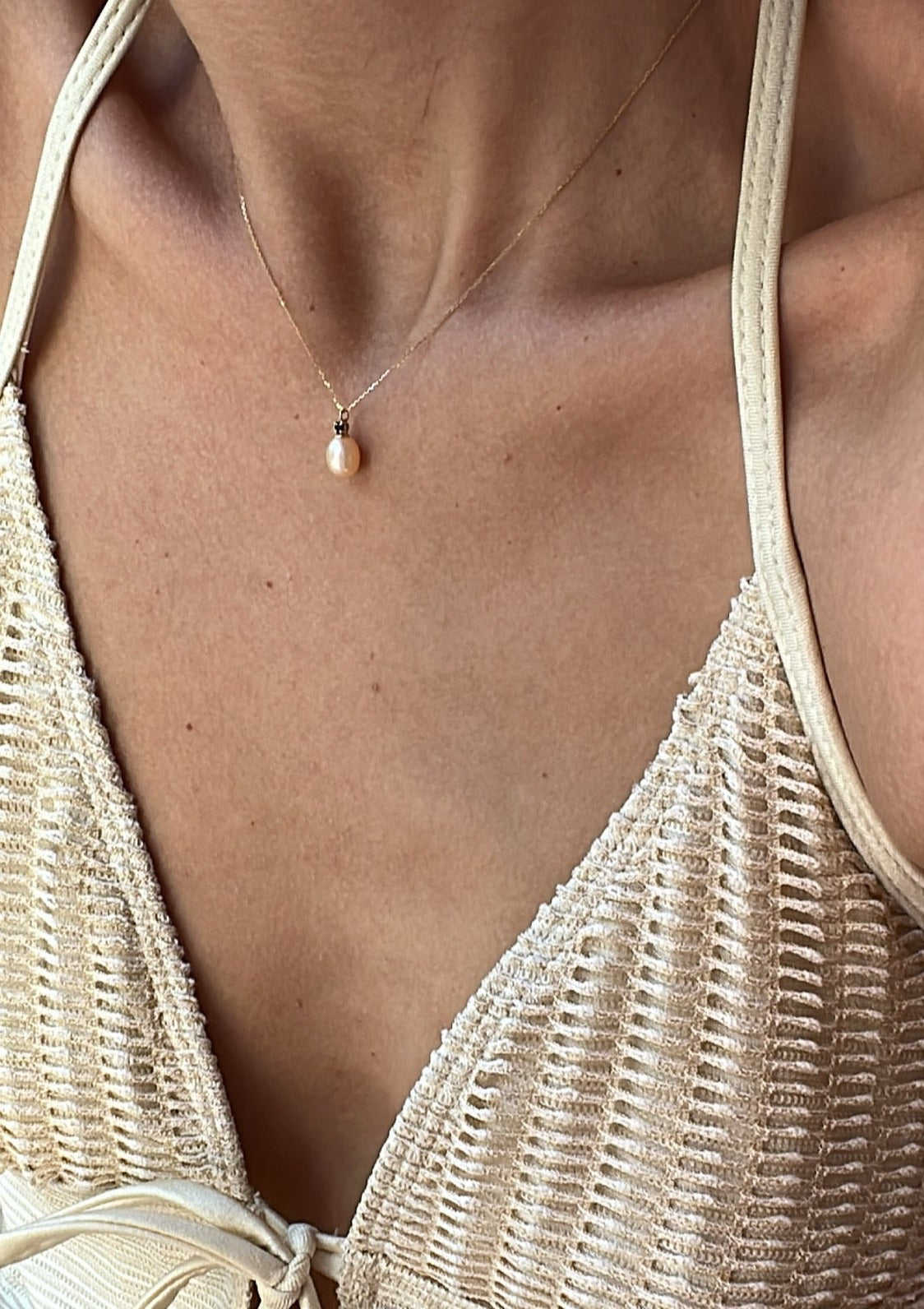 Black Diamond and Blush Pearl Necklace